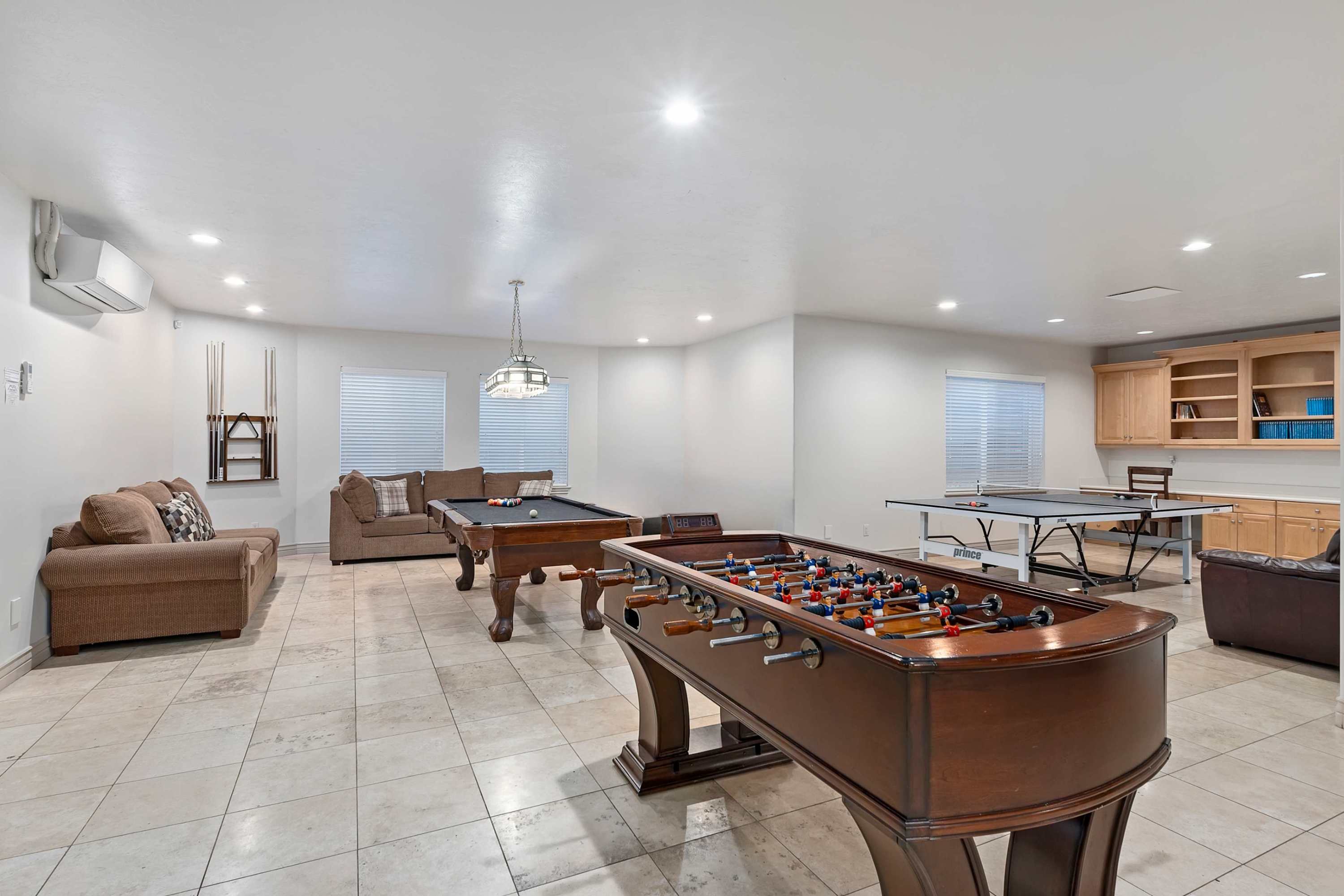 Open game room & family room