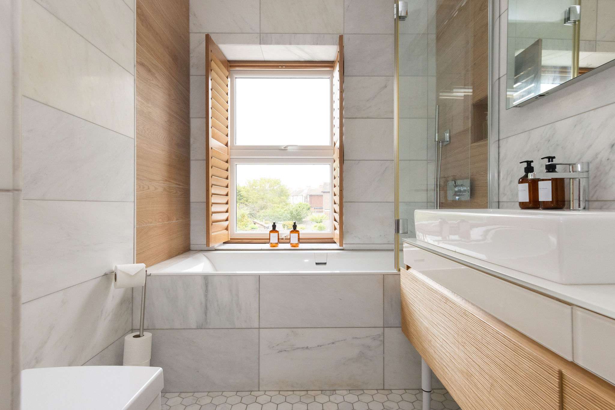 A gorgeous sized bathroom on the first floor!