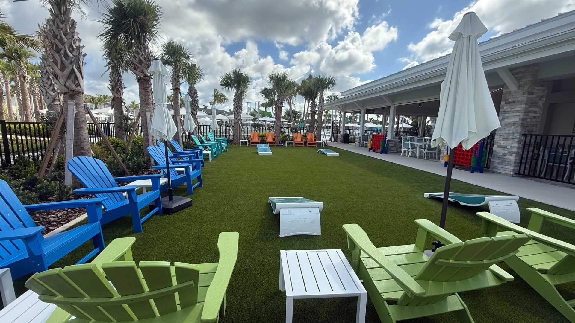 Outdoor Astro Turf with Sun Loungers 