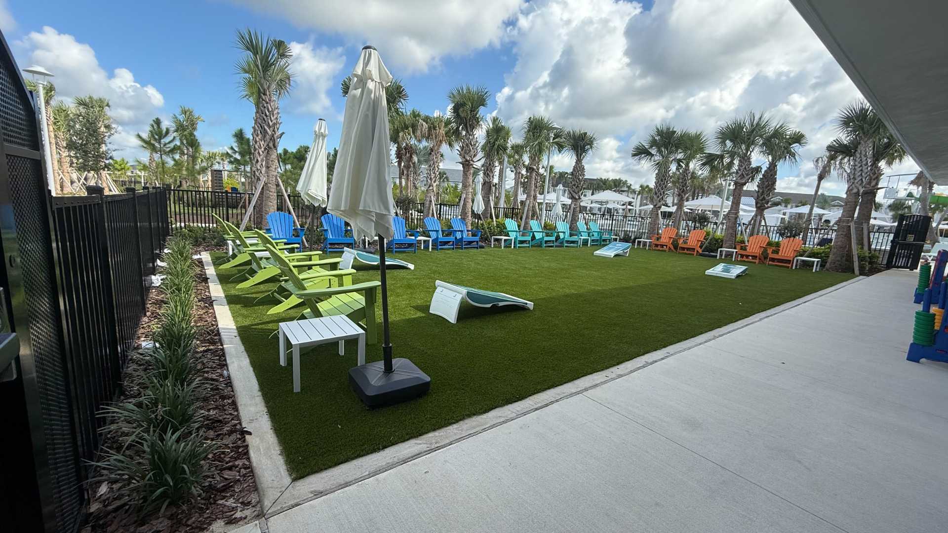Outdoor Astro Turf with Sun Loungers 