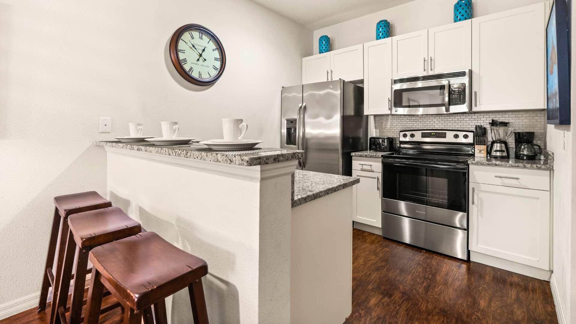 Kitchen Area with Bar Stools