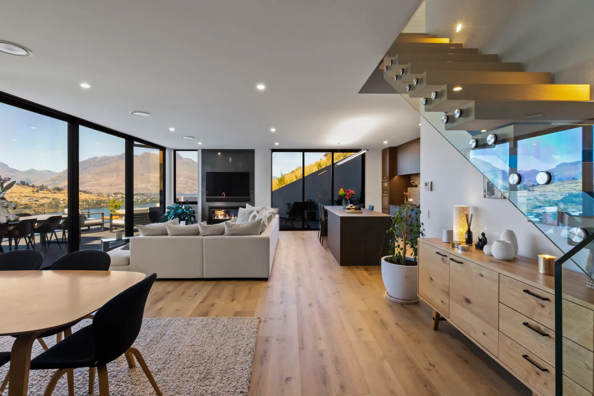 Spacious living area with floor-to-ceiling windows Queenstown Hill