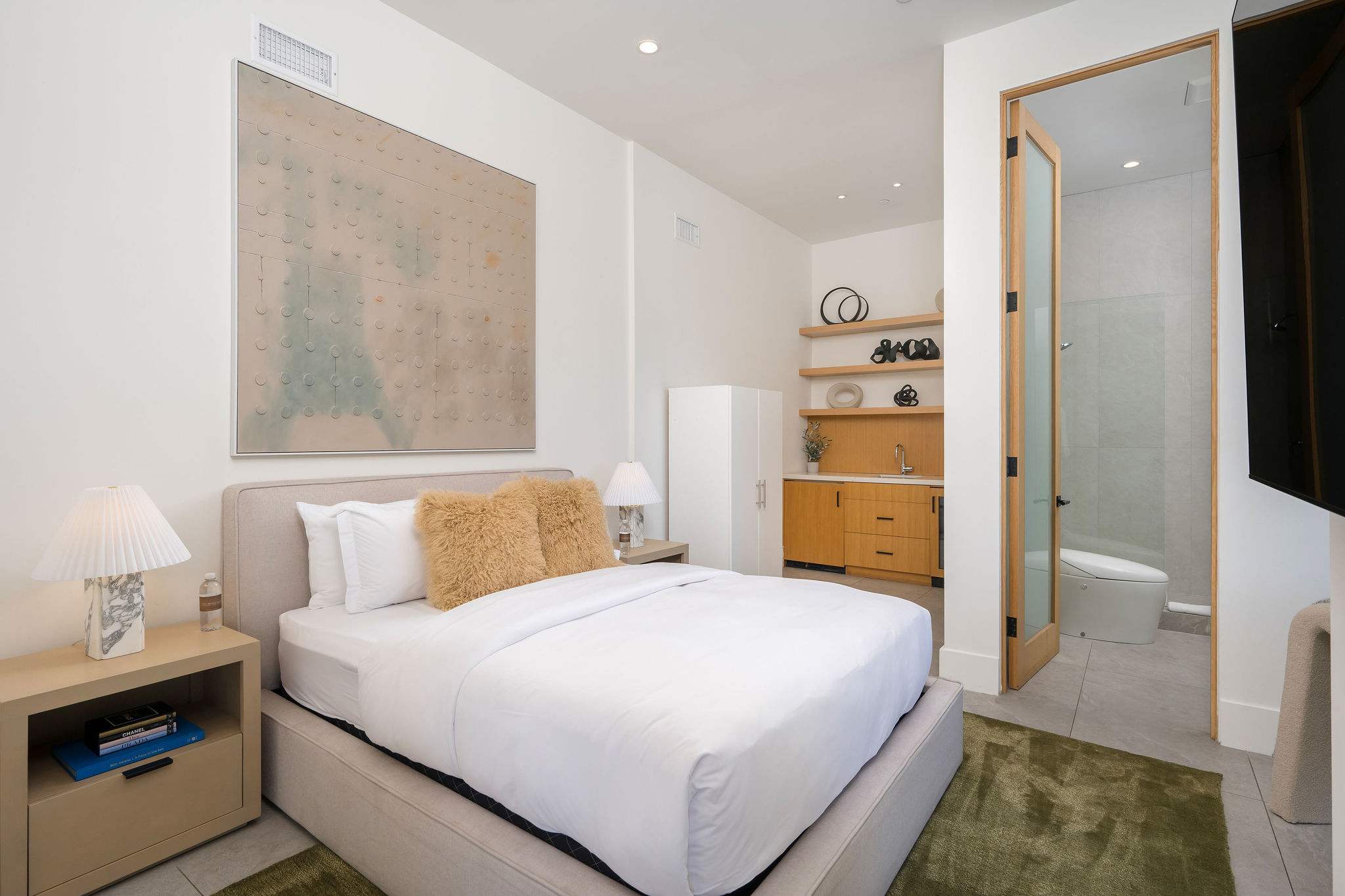 Guest bedroom #3 with a king size bed, Smart TV and full bathroom.