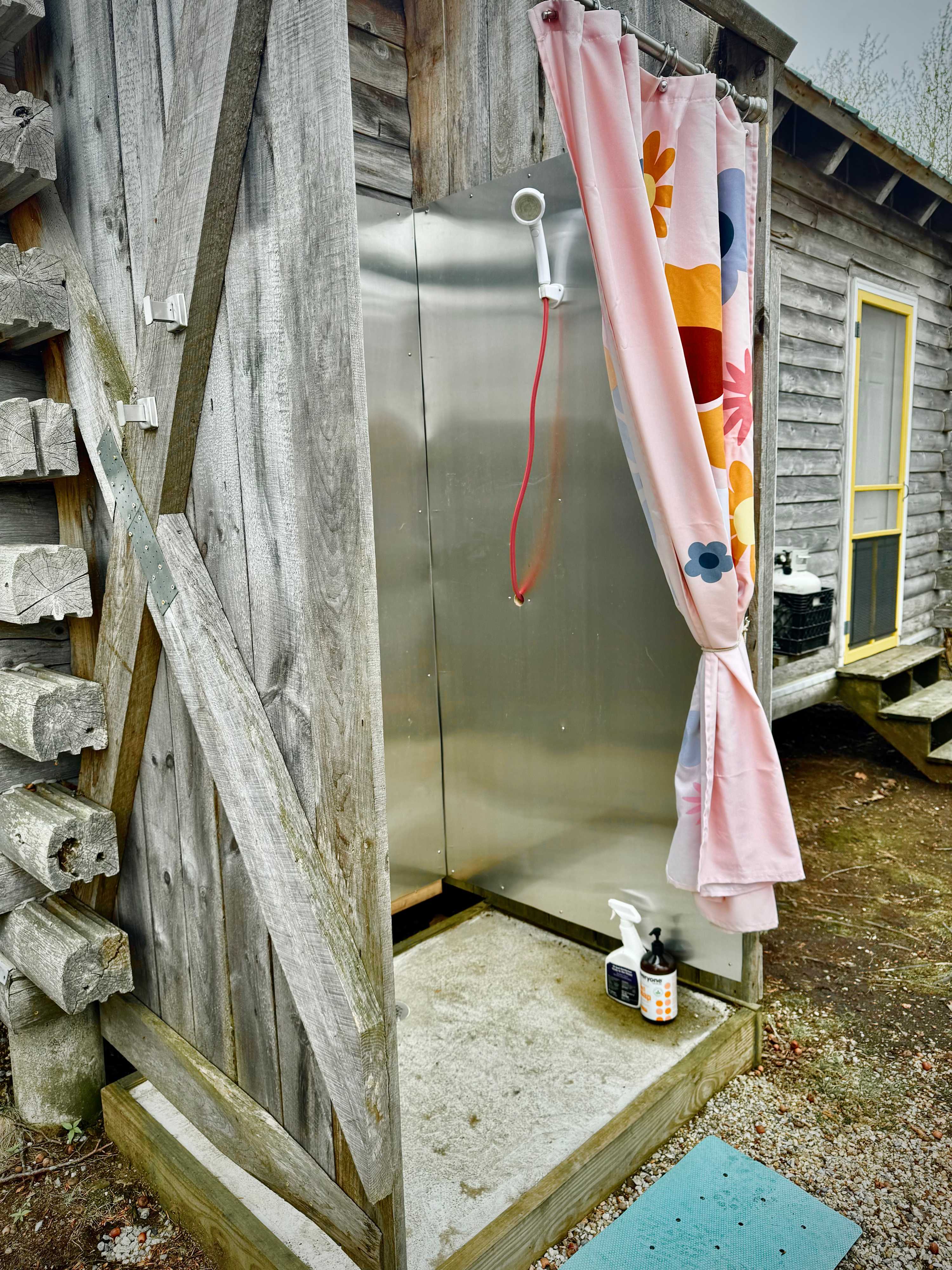 Hot water at our outdoor shower! (during non-freezing months)*HSH