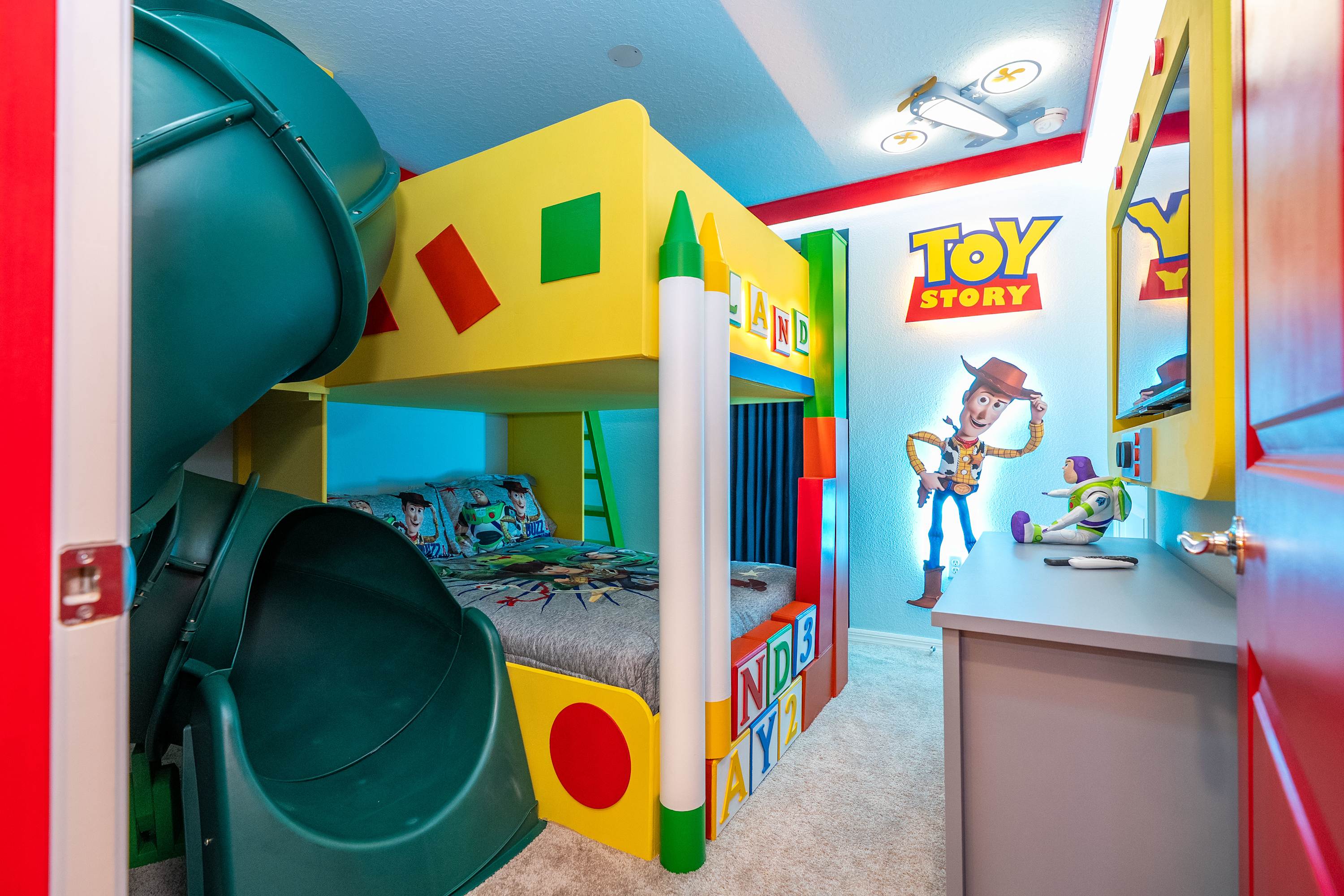 Toy-story Themed Bedroom with Slide and Smart TV