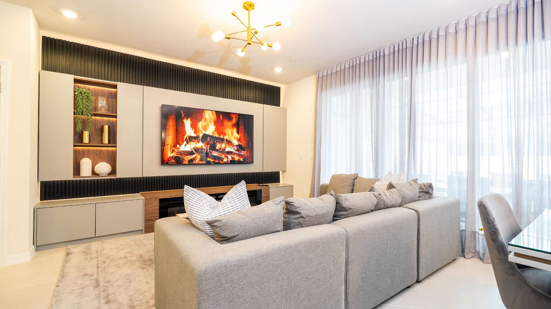 Contemporary Living Room with Smart TV and High Speed Internet 