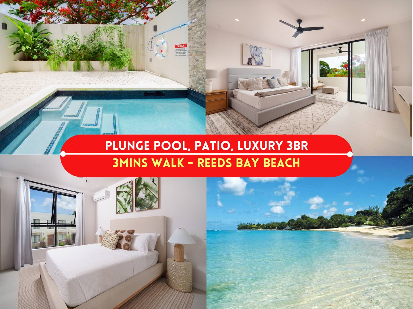 New Luxury 3BR Villa with Private Pool & Bath Tub, Just a 3-Min Walk to the Turquoise waters of Reeds Bay Beach!