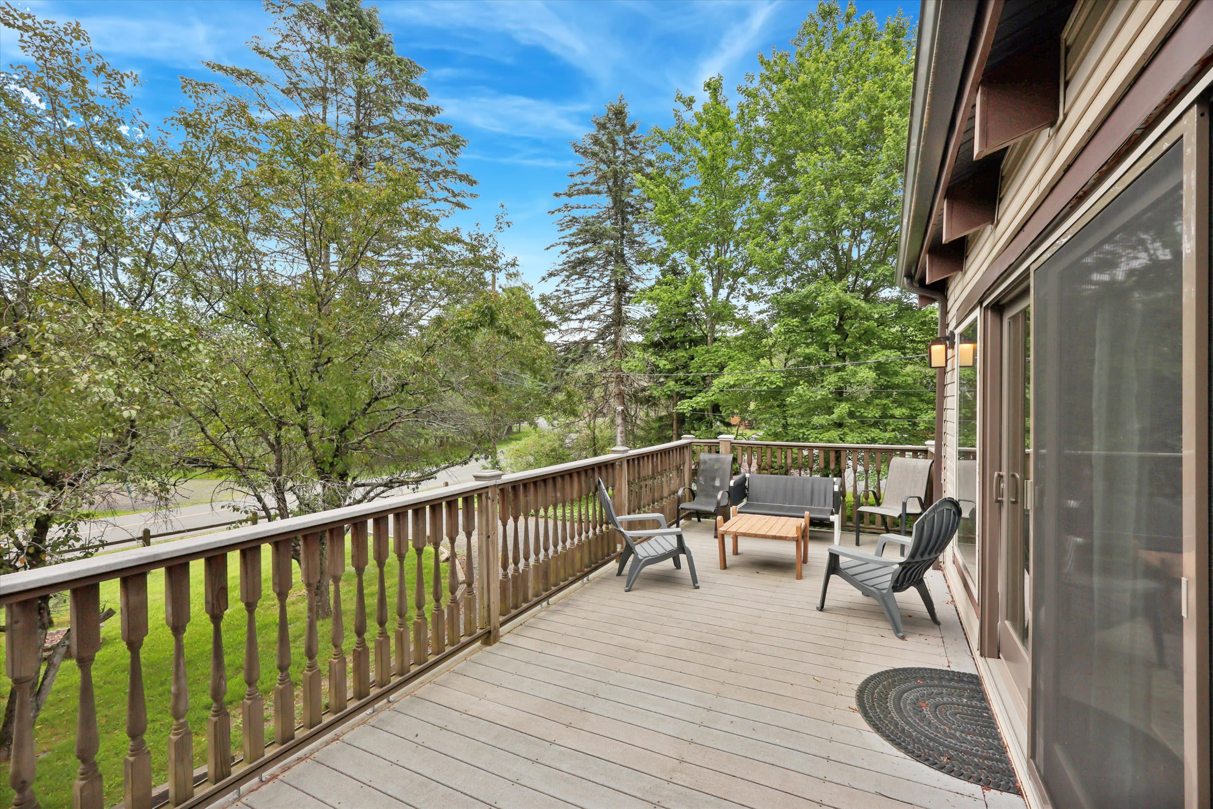 Sip your morning coffee on the deck while surrounded by peaceful Poconos scenery.