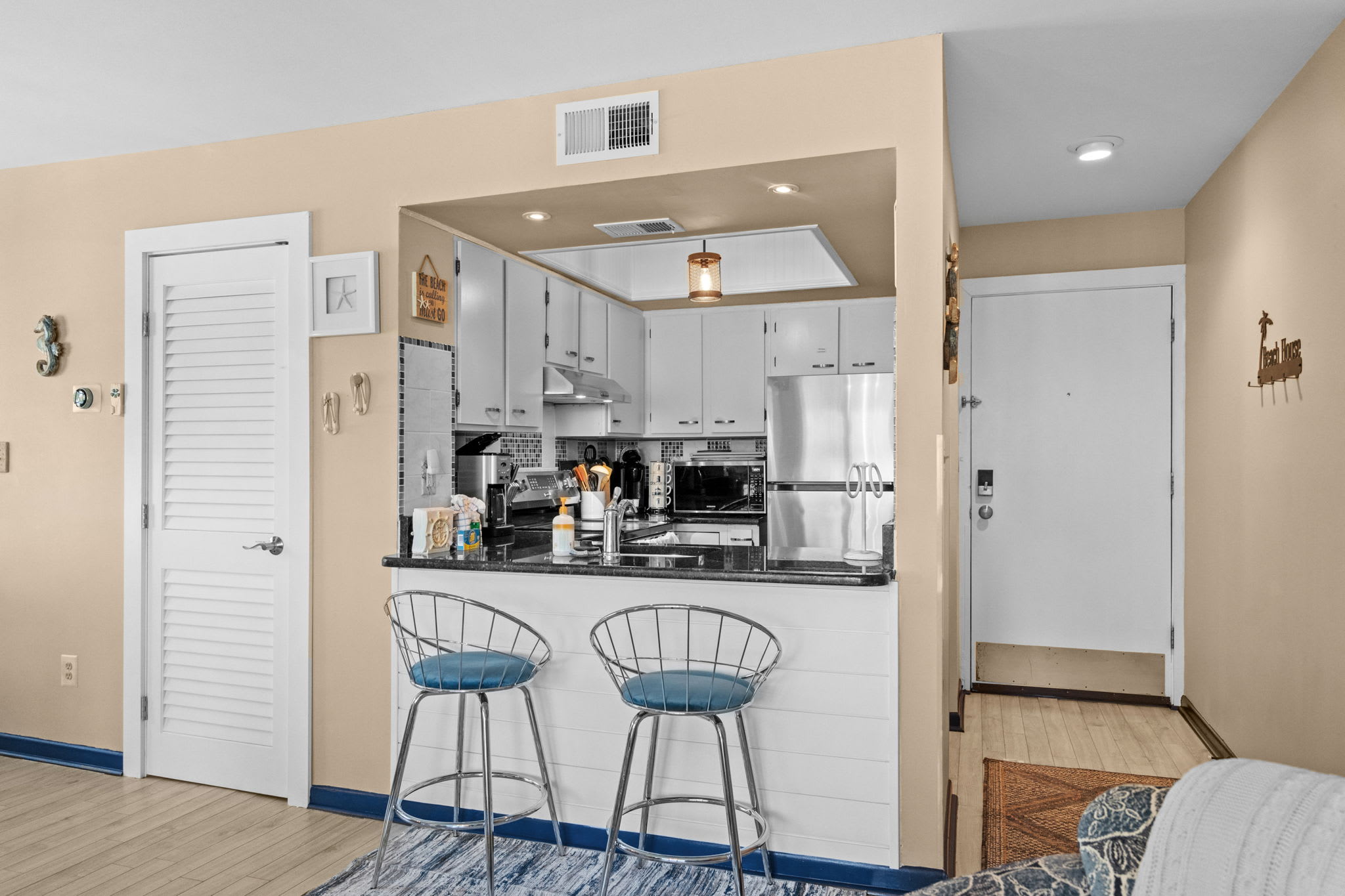 Island seating for casual meals.