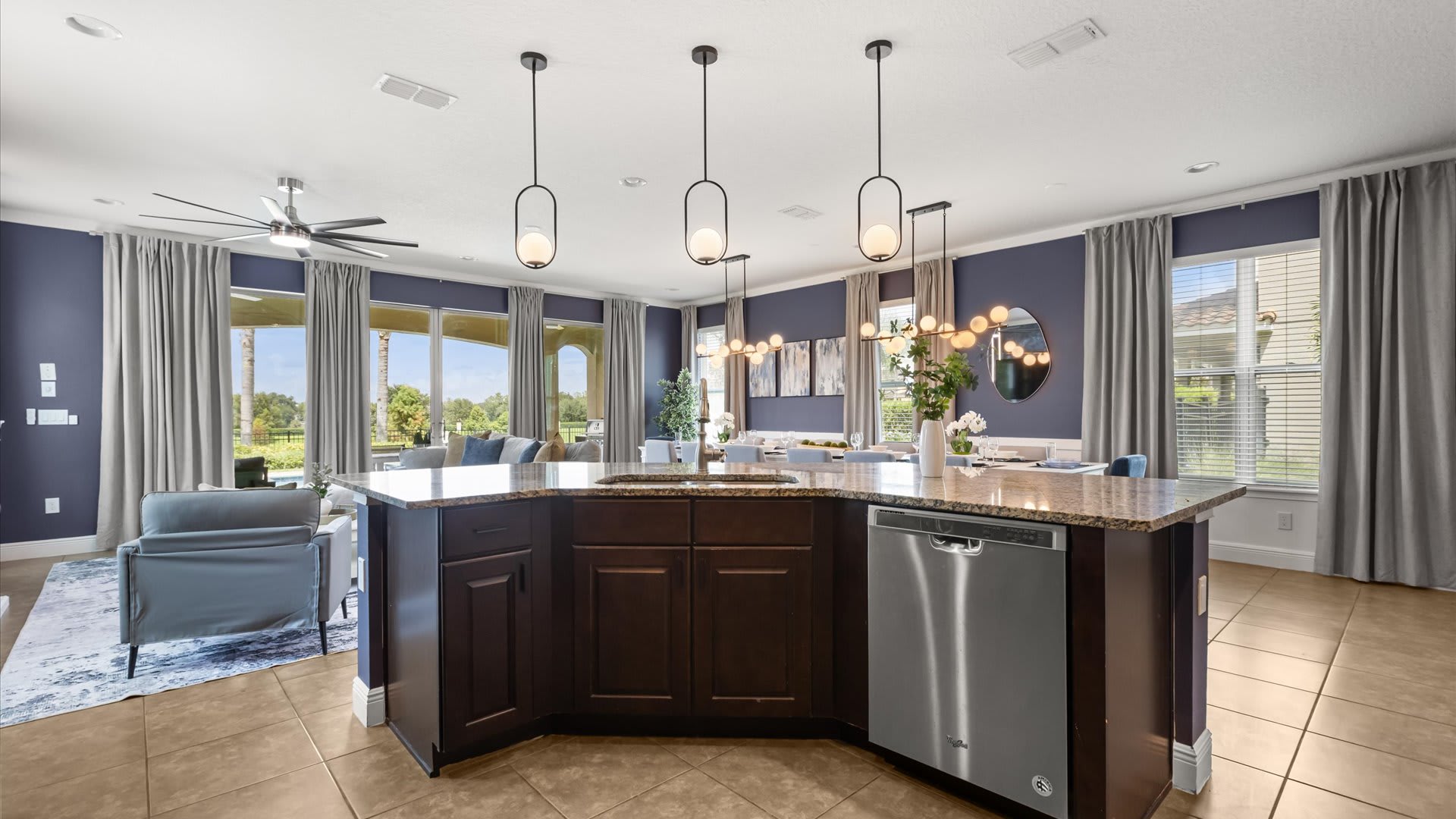 Modern kitchen with silver appliances