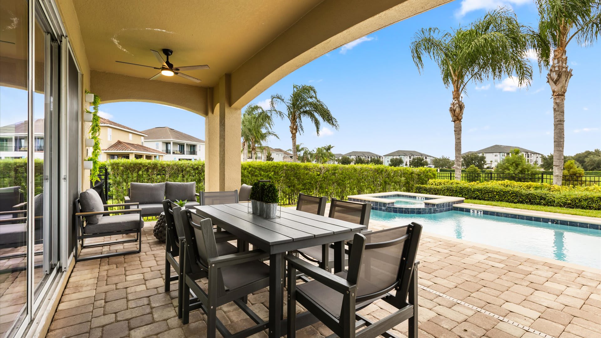 Outdoor patio with dining area
