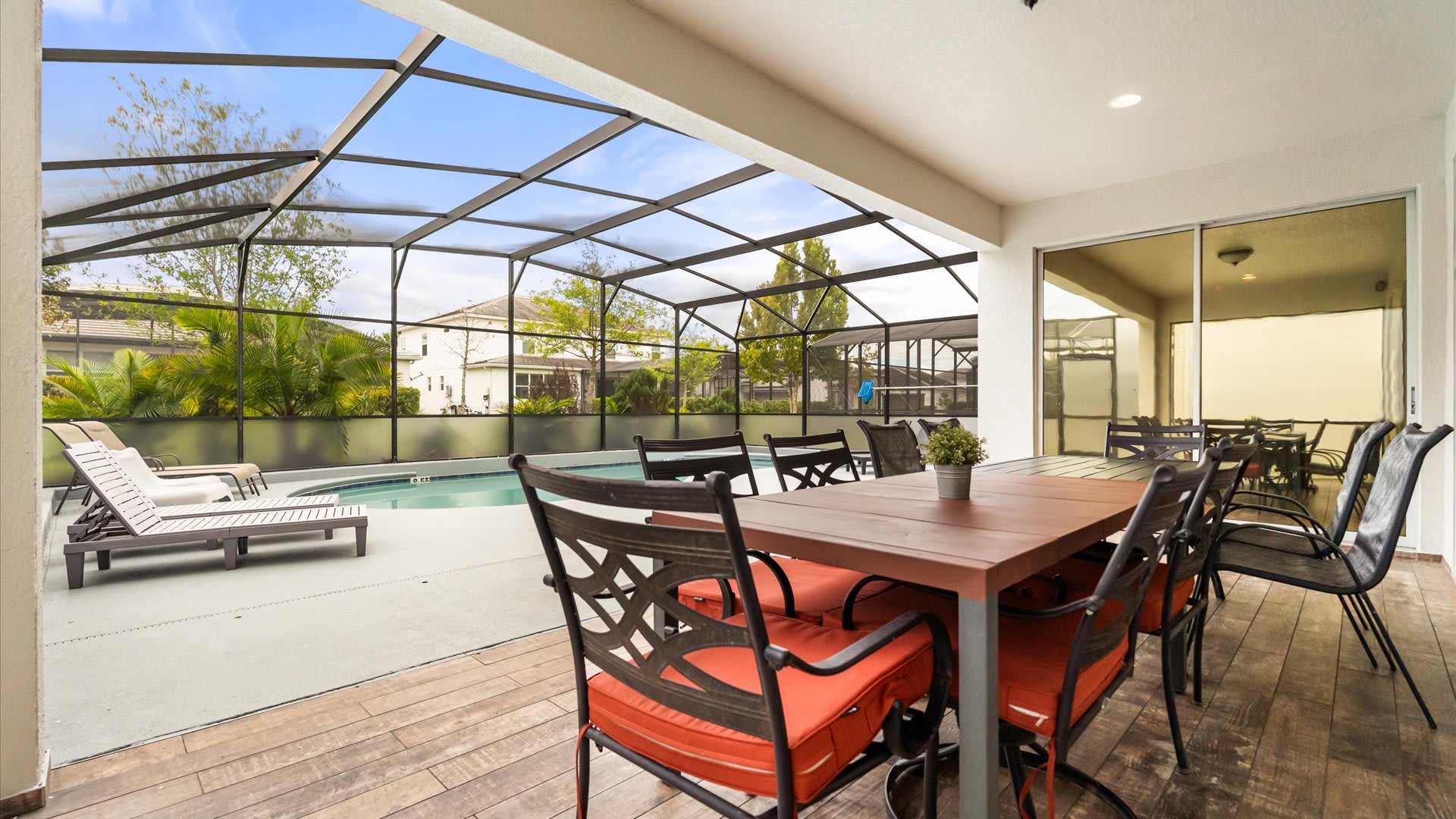 Refreshing outdoor patio with dining area