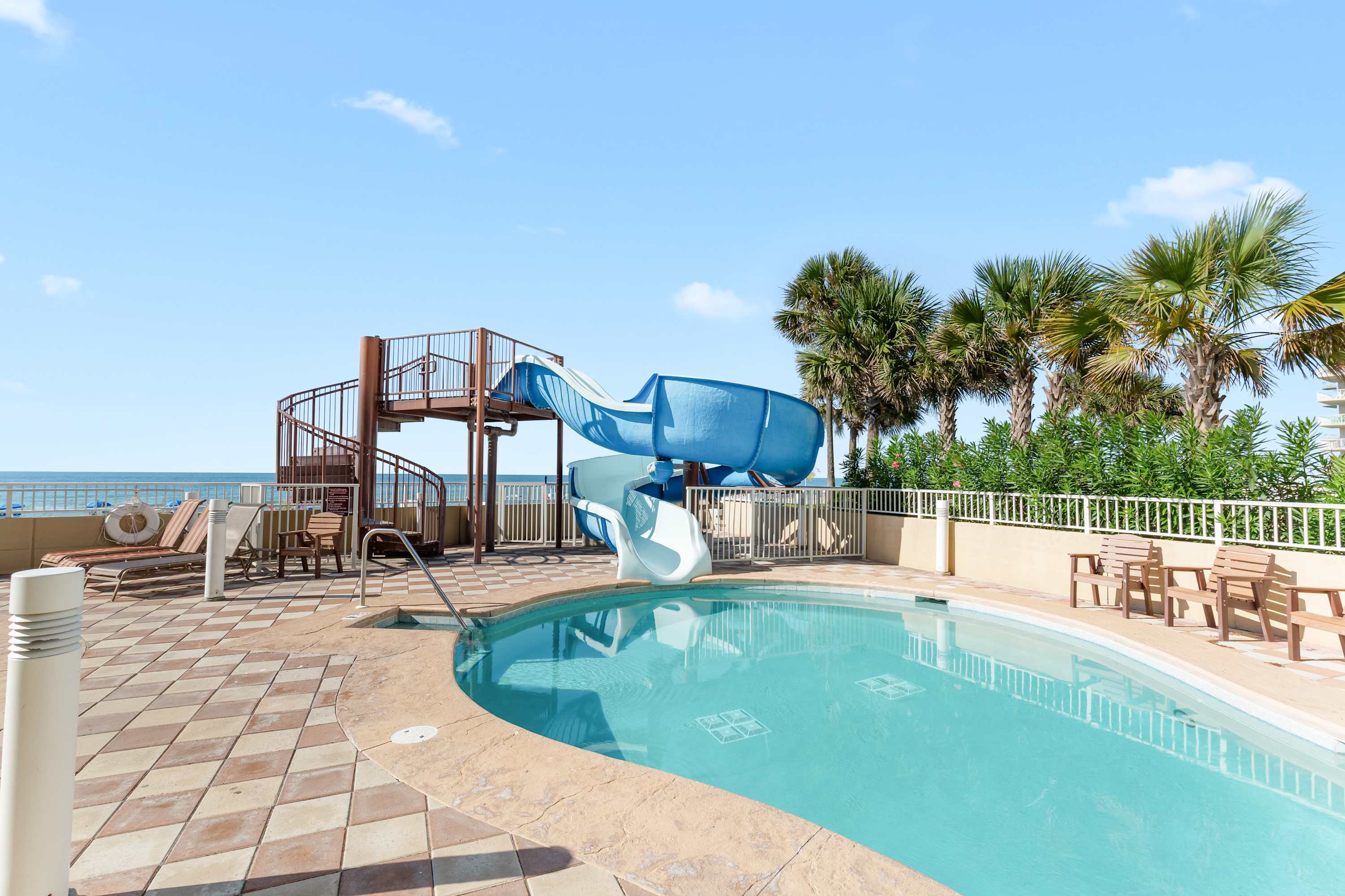A pit stop at the waterslide is a MUST during your lazy river trip.