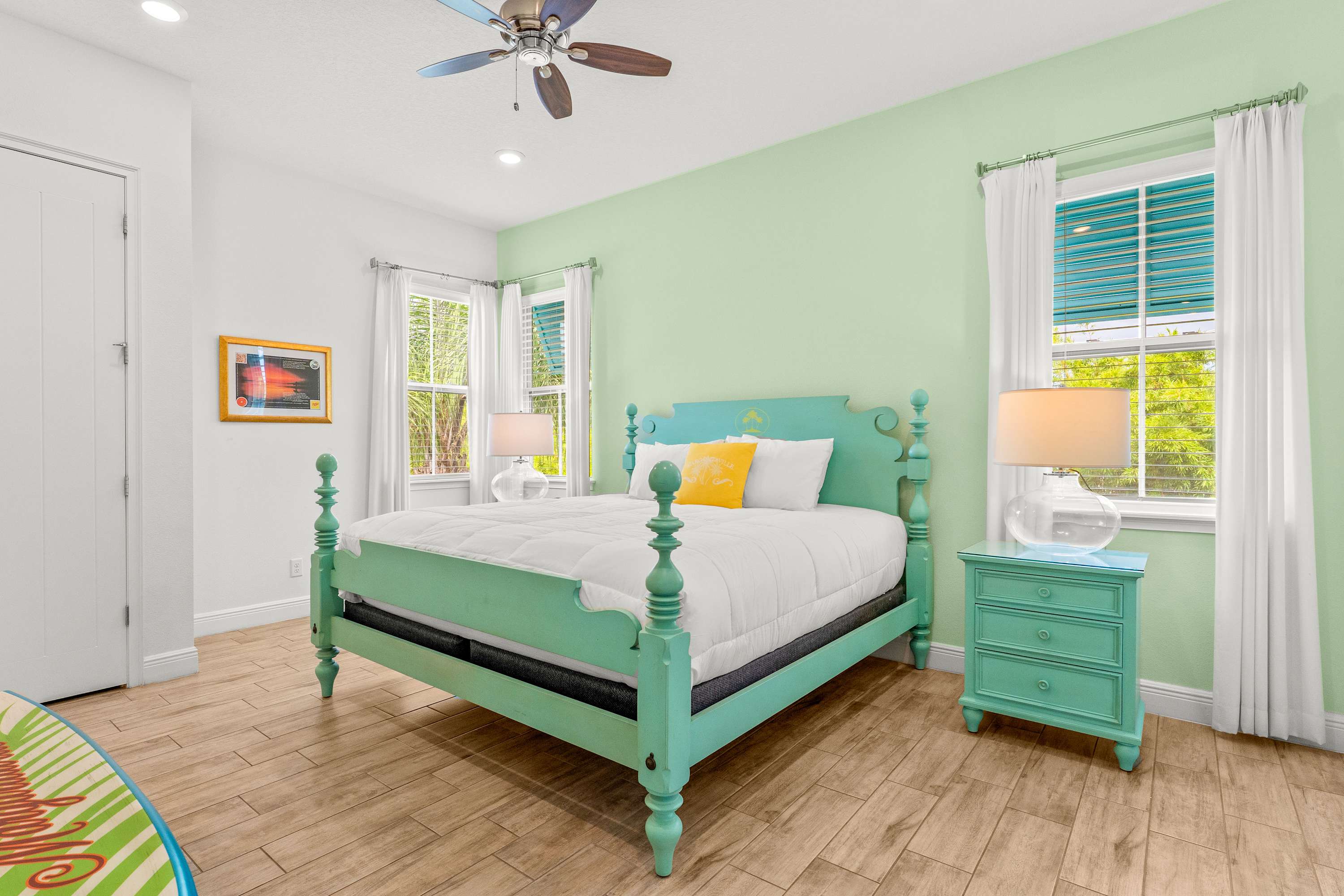 Rest easy on cozy bedding in each room