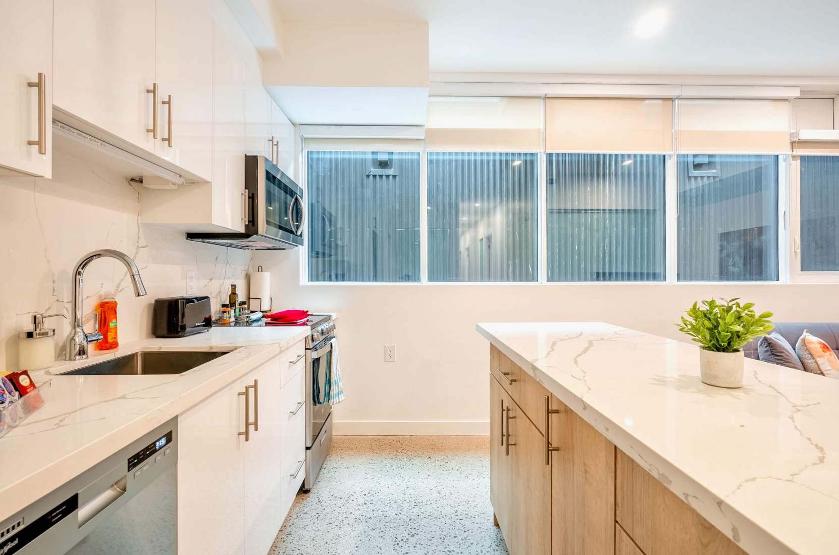 Open-concept kitchen with modern appliances