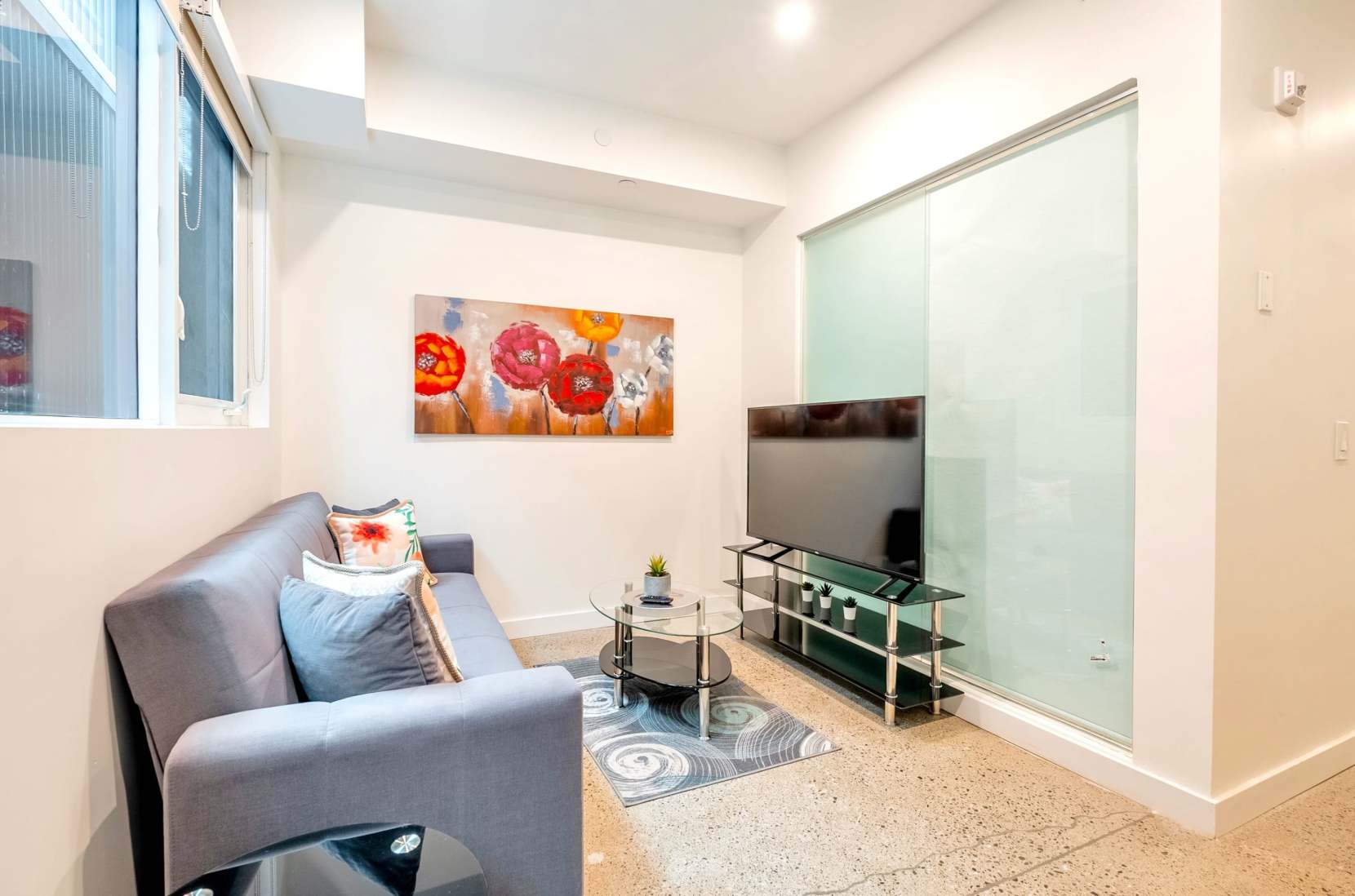 Living room with smart TV