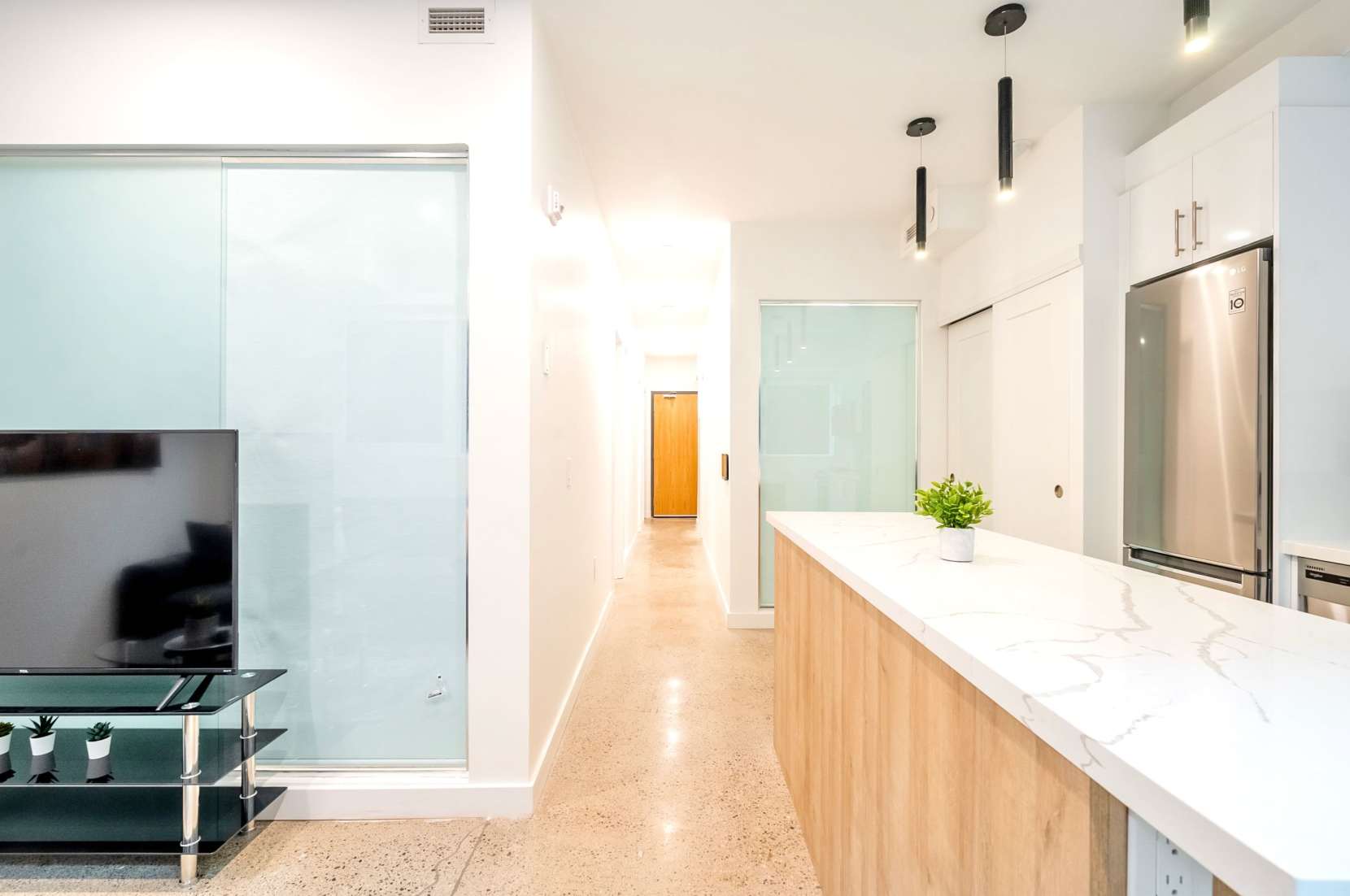 Open-layout kitchen and living area