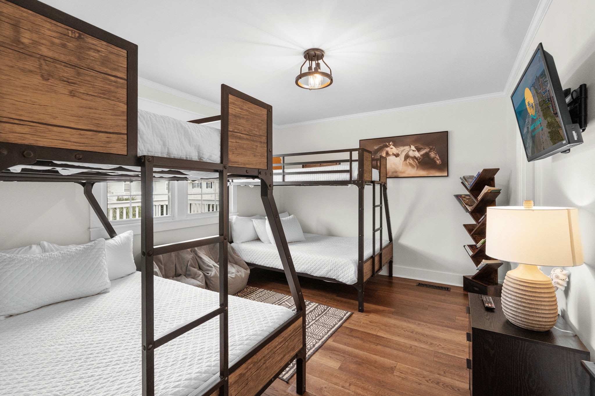 Two sets of bunk beds for sleeping