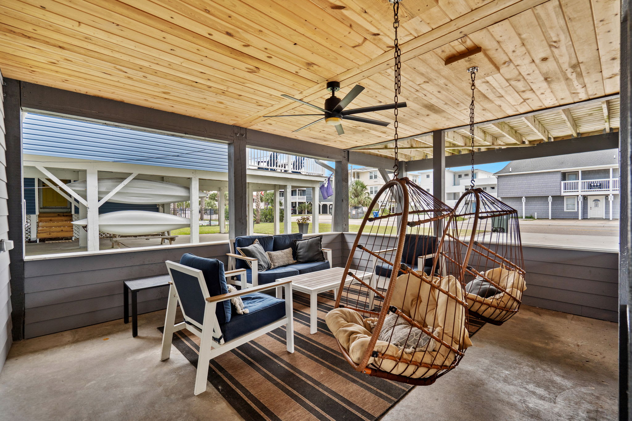 Relaxing outdoor space with multiple seats!