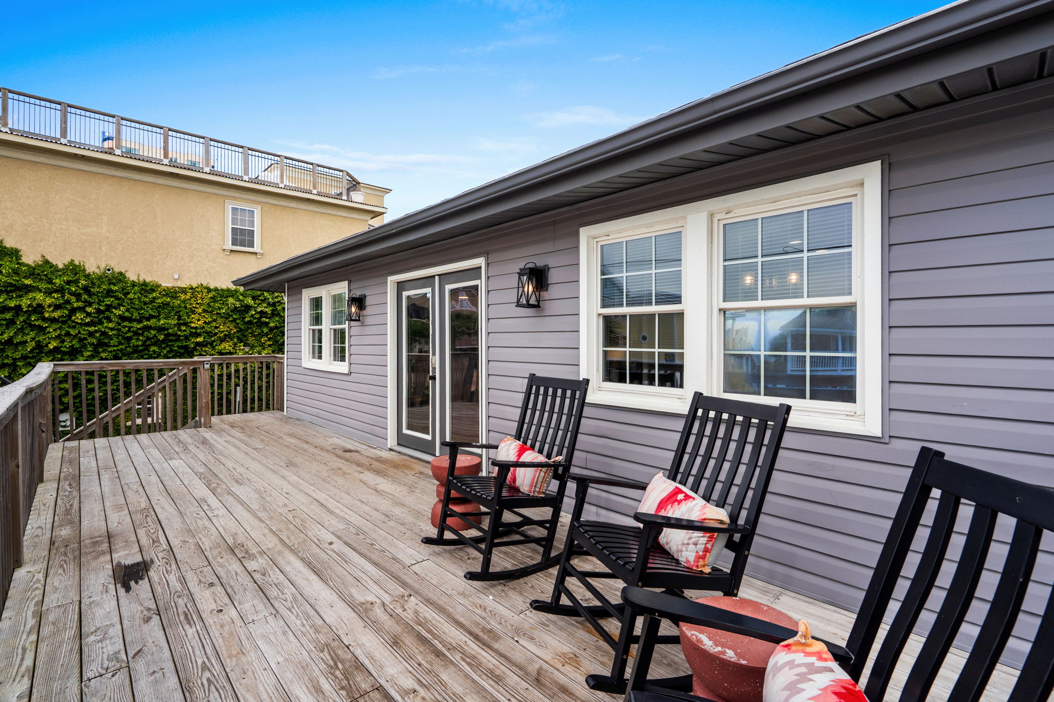 Outdoor balcony with chairs