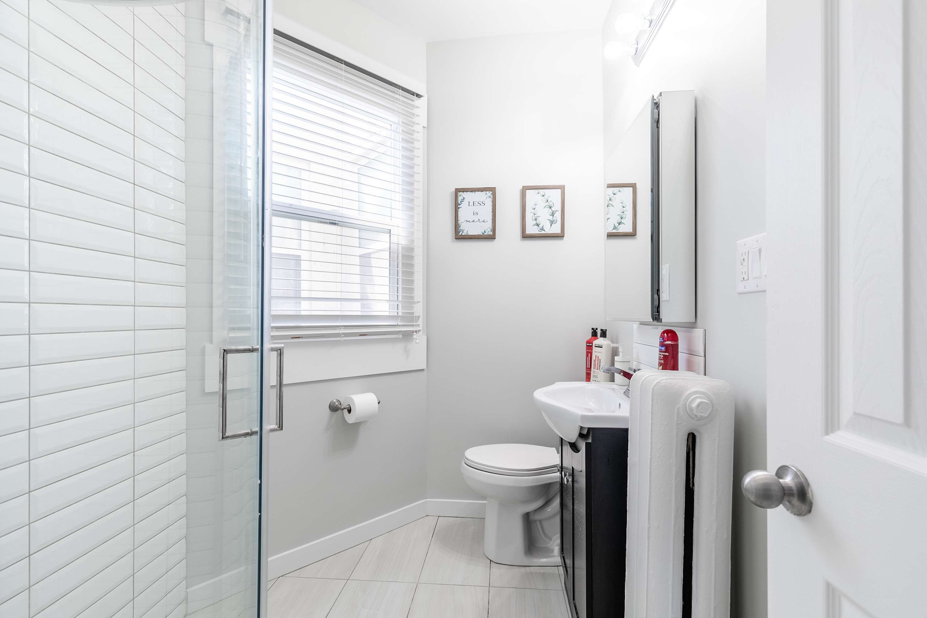 Modern bathroom with standing shower