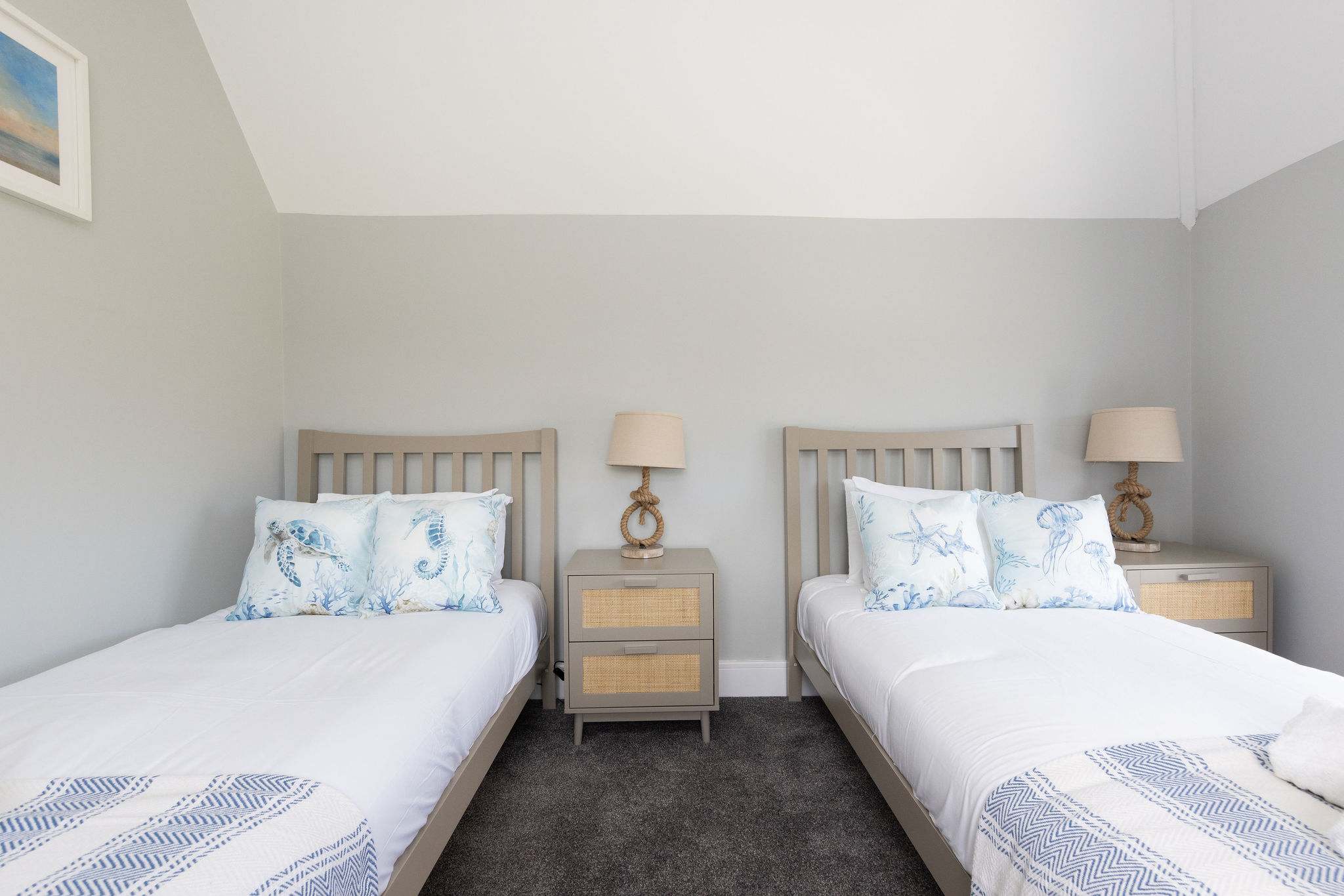 The ideal comfortable setup for friends or family sharing a room.