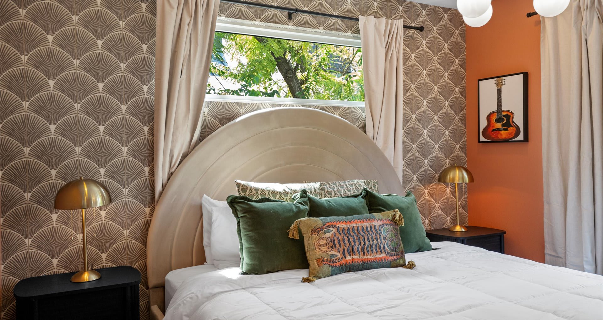 Tranquil Queen Bedroom with fresh linens 