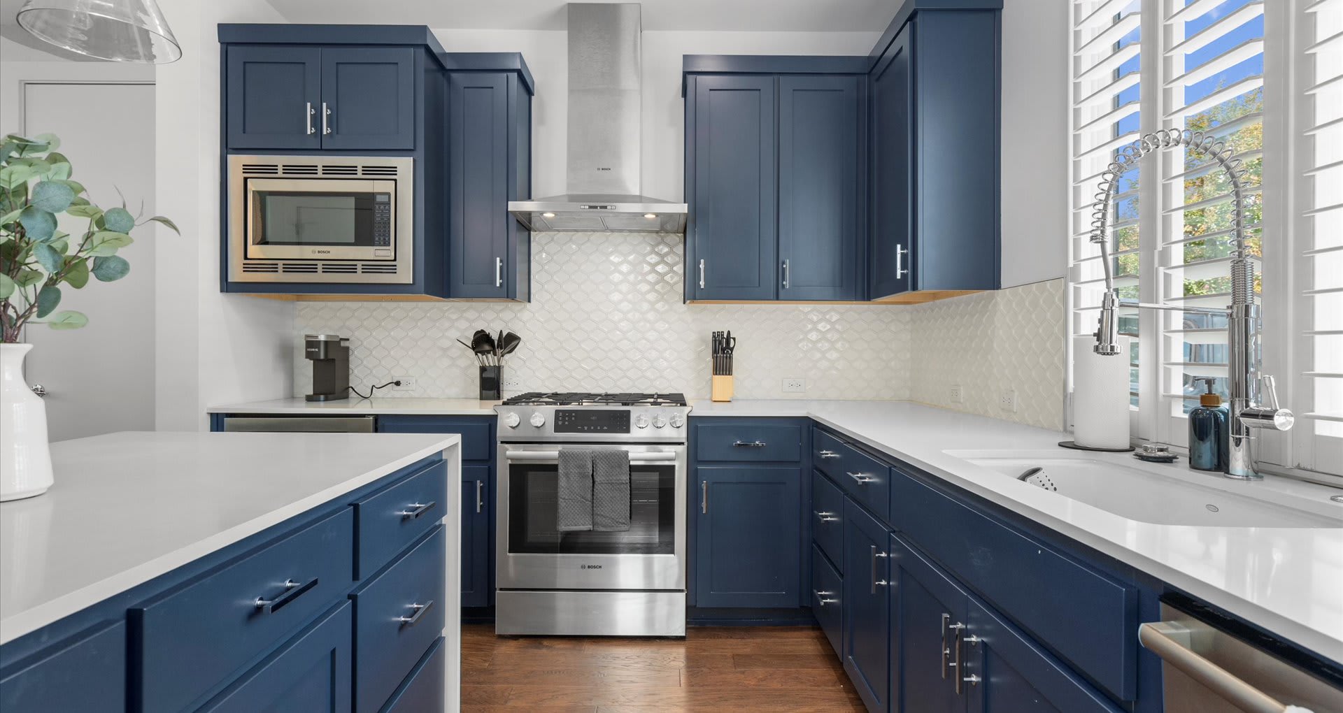 Cook like a chef in the fully equipped kitchen, featuring sleek appliances, ample counter space, and everything you need for home-cooked meals.