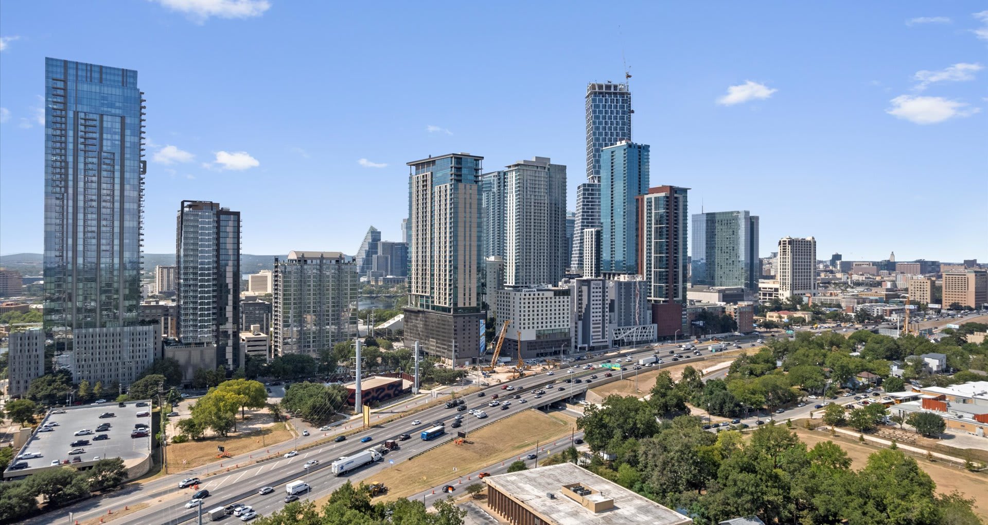 City views of vibrant downtown Austin