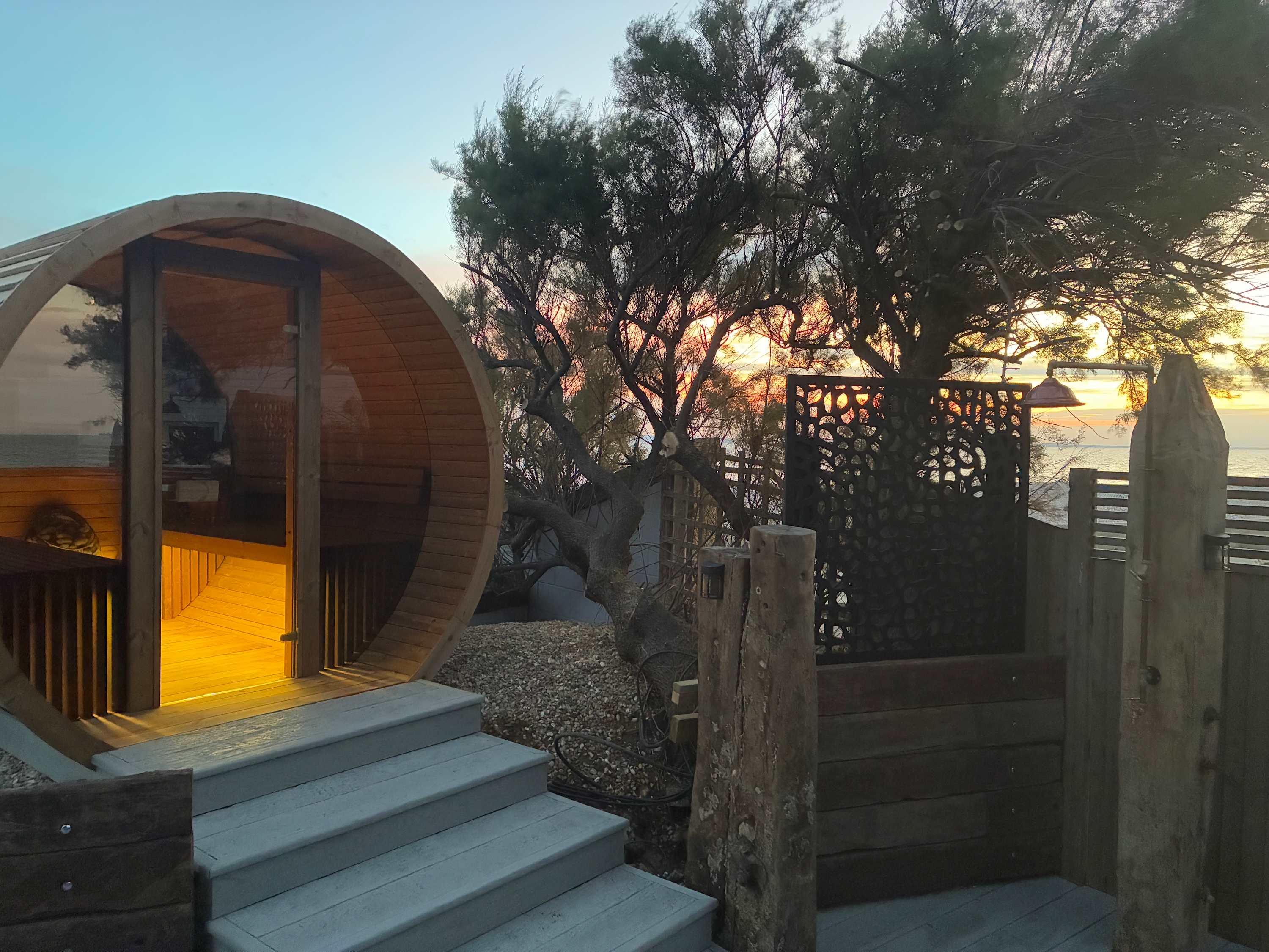 Warm up in the brand-new sauna while watching the waves roll in.