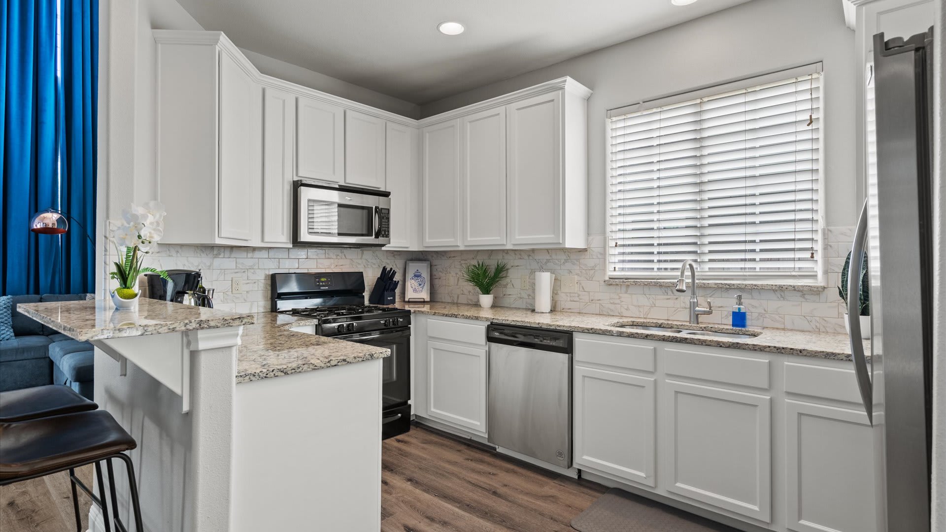 Newly renovated kitchen with silver appliances