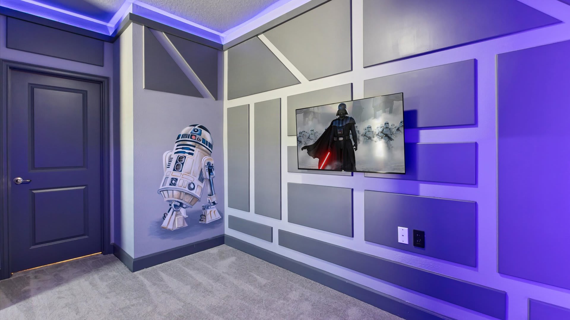 Star Wars children's themed bedroom with smart TV