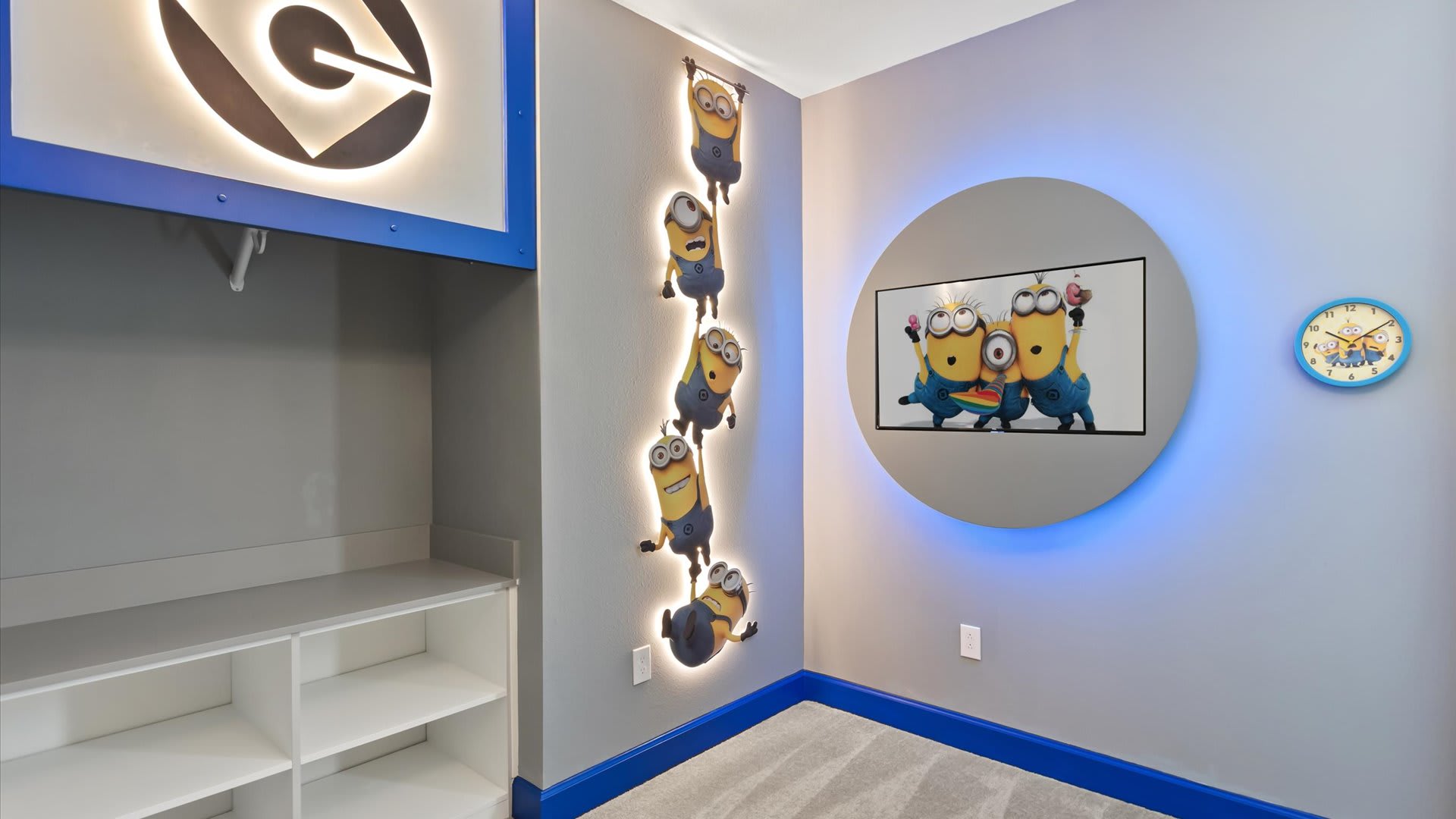 Minions themed bedroom with LED decor