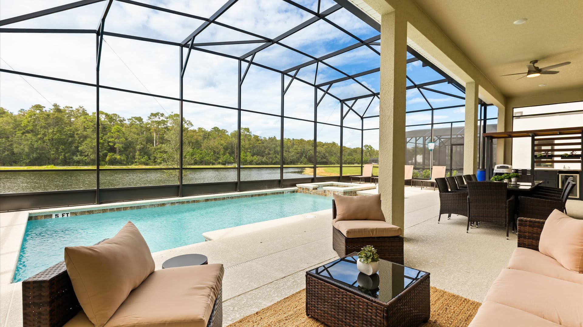 Private outdoor swimming pool with sun loungers