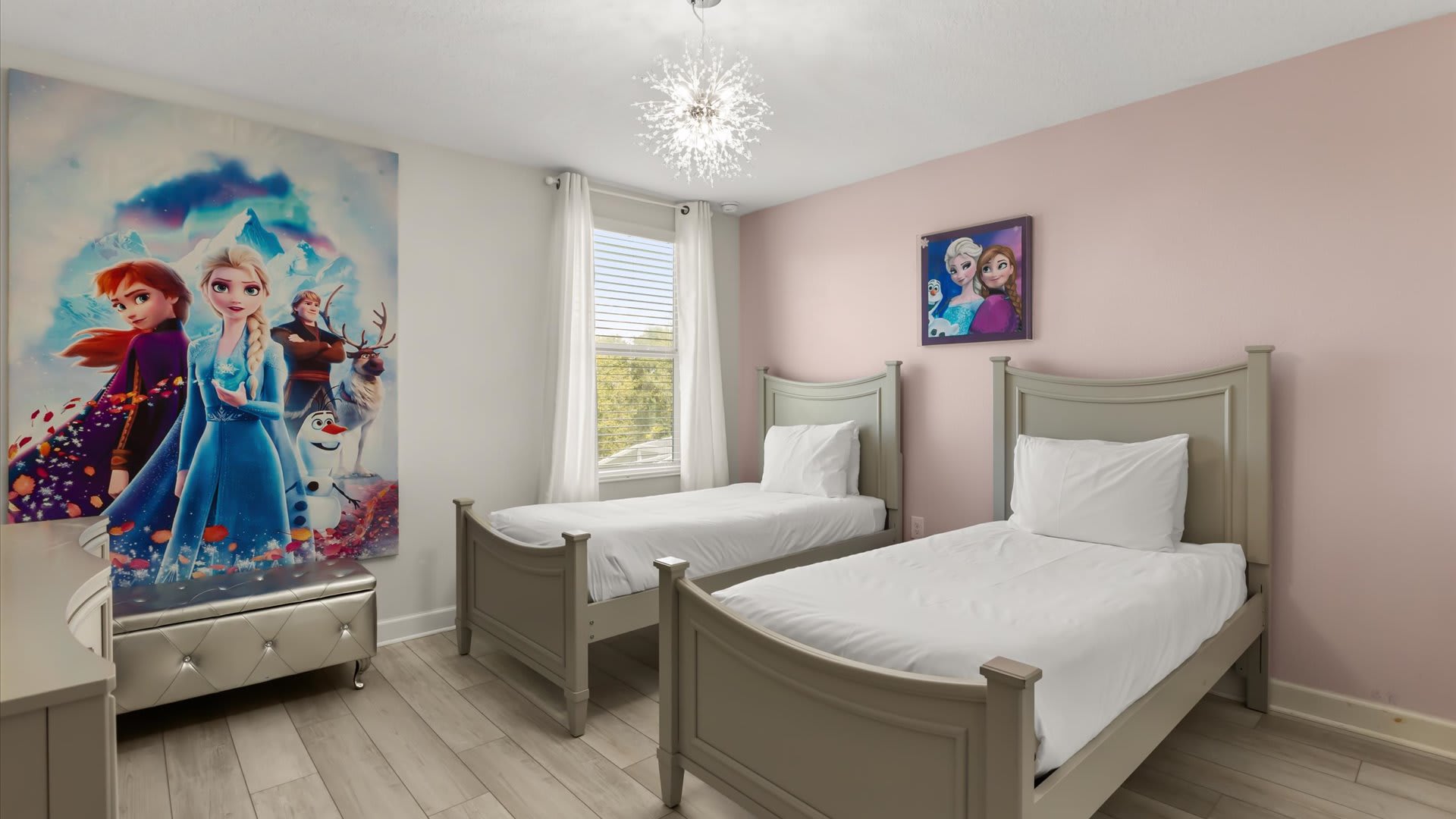 Second Floor, 2 Twin Beds | Frozen Theme: Step into a winter wonderland with this Frozen-inspired room, complete with twin beds and magical touches little ones will love.
