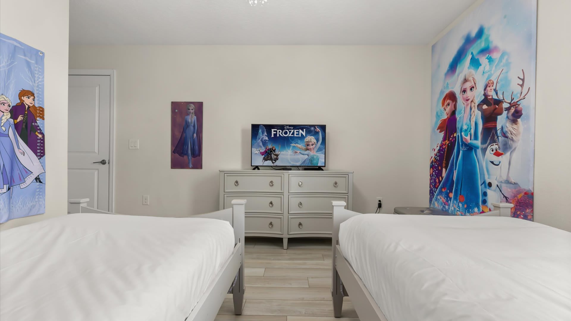 Second Floor, 2 Twin Beds | Frozen Theme: Step into a winter wonderland with this Frozen-inspired room, complete with twin beds and magical touches little ones will love.