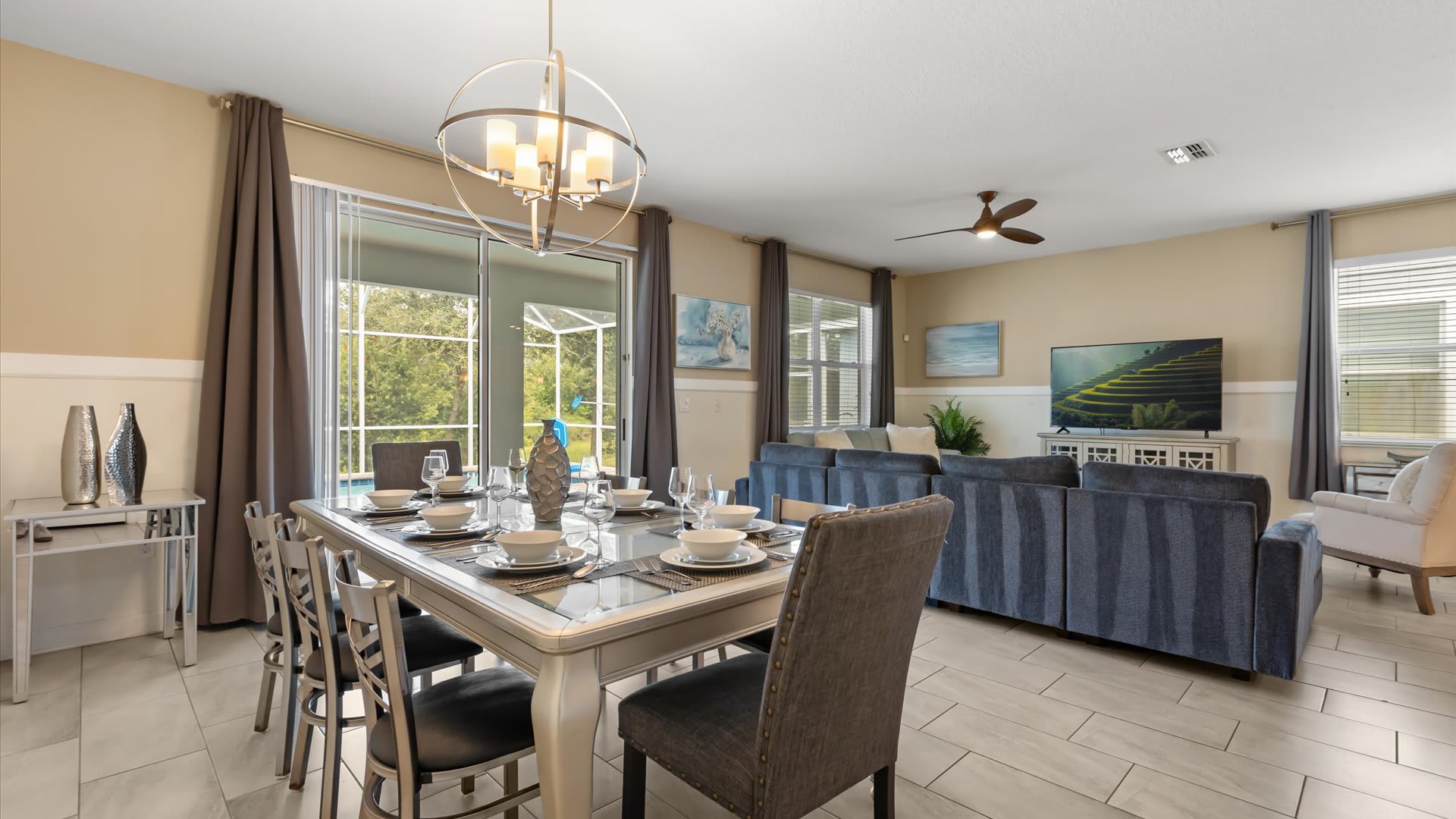 Dining Area: Gather around the dining table for memorable meals with family and friends. With seating for all guests and easy access to the kitchen, this inviting space is perfect for everything from hearty breakfasts to celebratory dinners.