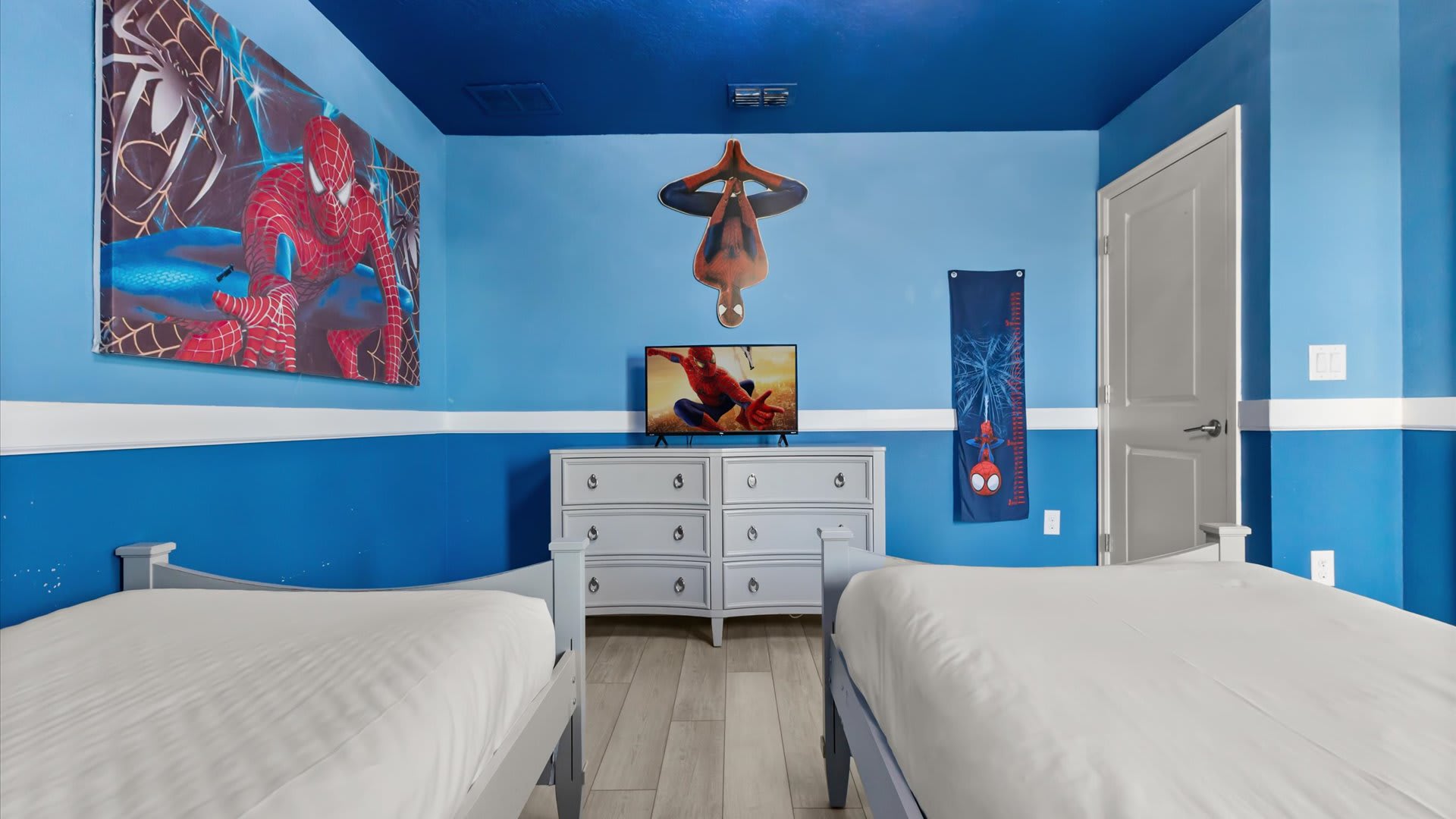 Second Floor, 2 Twin Beds | Spider-Man Theme: Bursting with fun, this Spider-Man themed room is every child’s dream, featuring twin beds and playful décor.