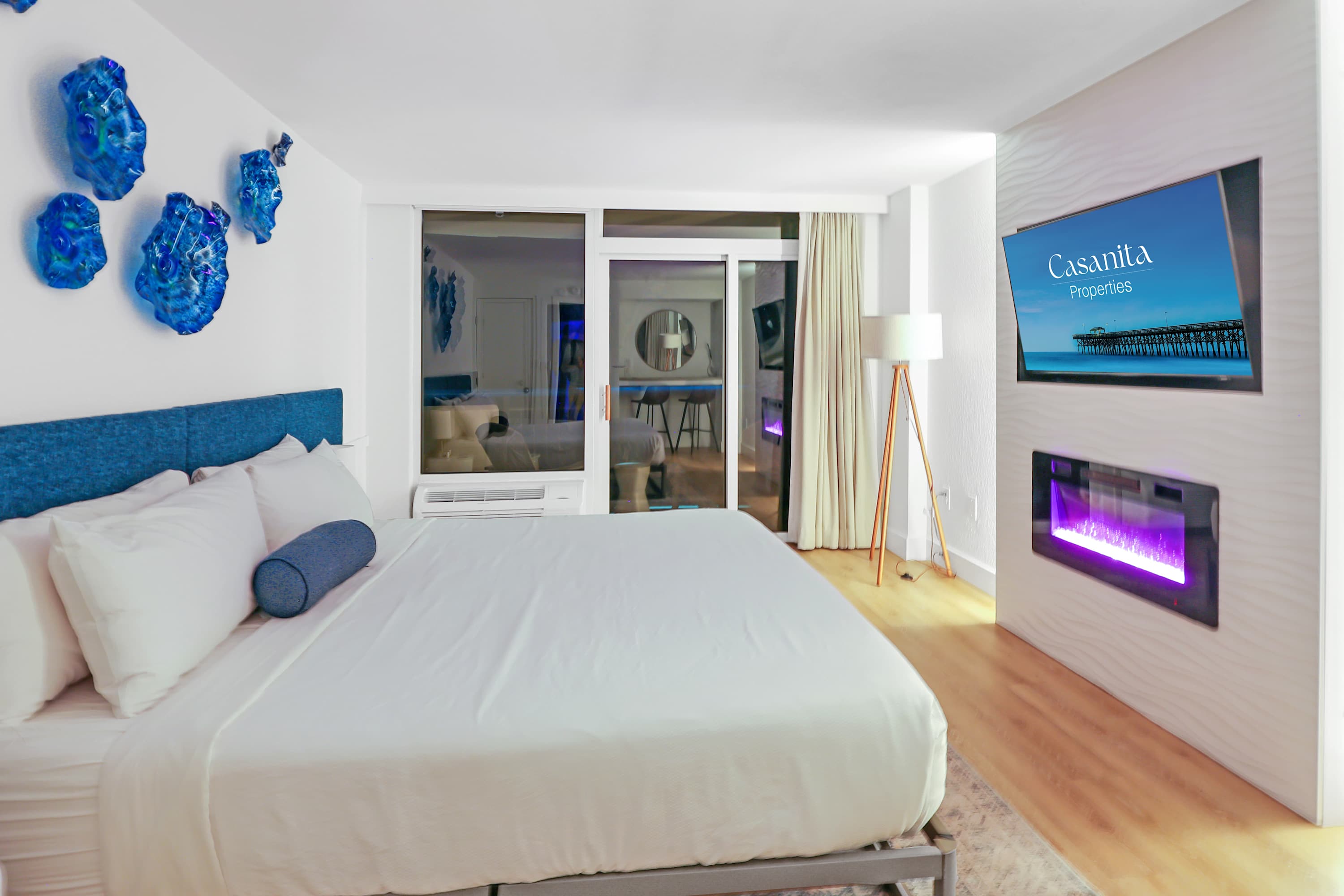 Snuggle up in the bed in front of the fire, or watch a movie at the end of a long day soaking up the sun!