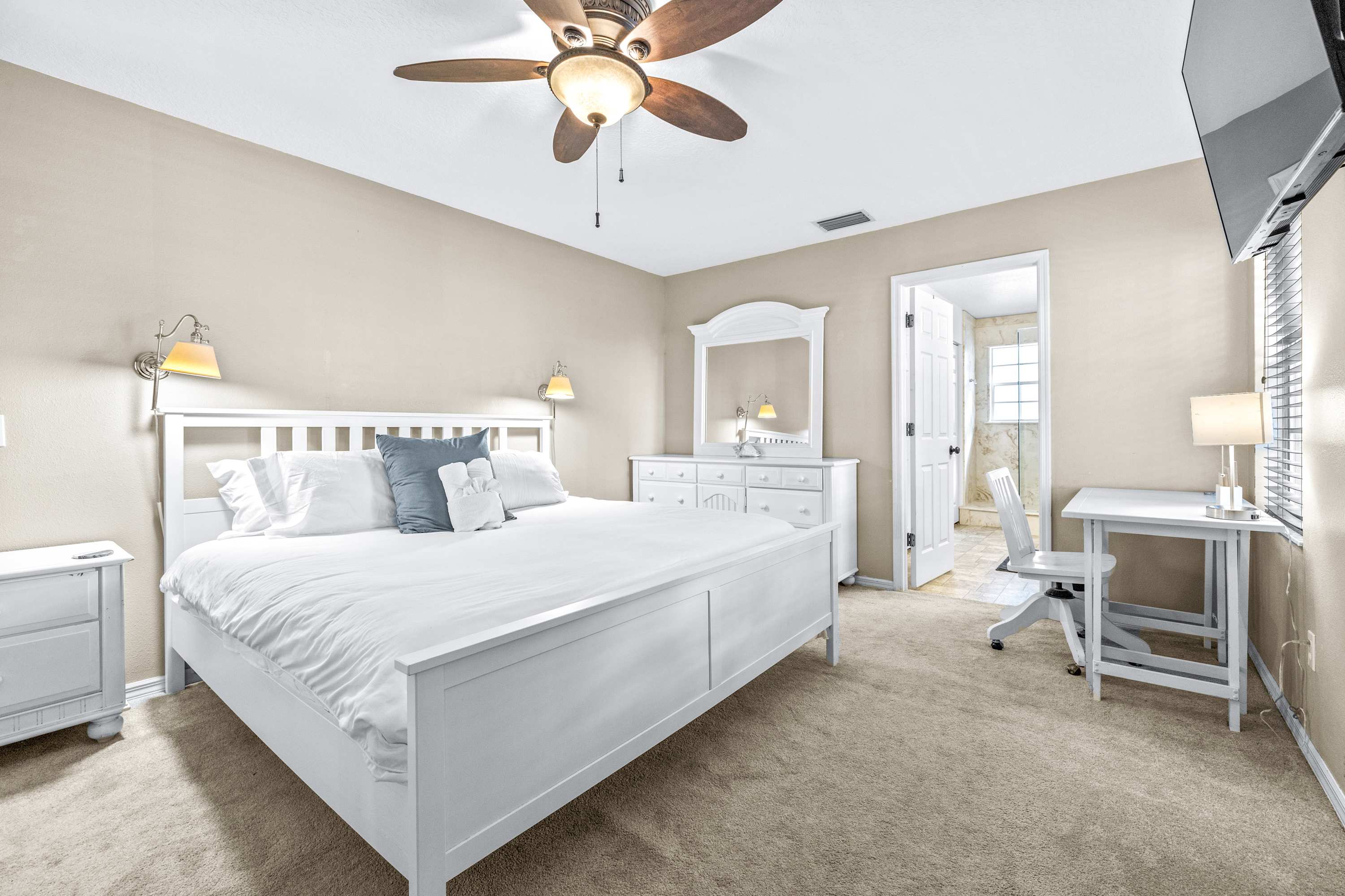 Sleep soundly on lush bedding in each room