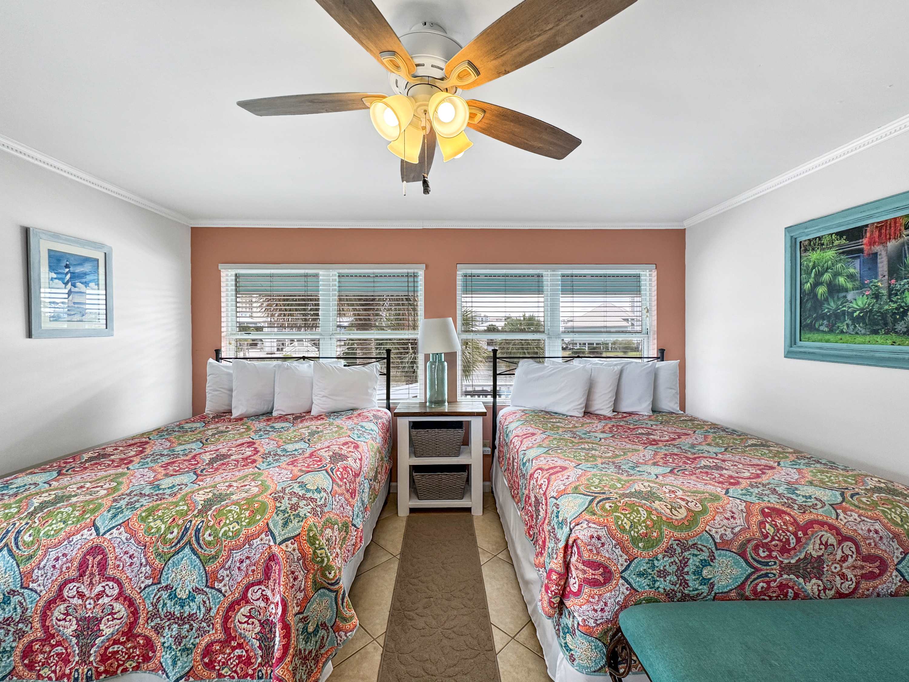 Double the comfort—2 queens and a smart TV for easy relaxation.