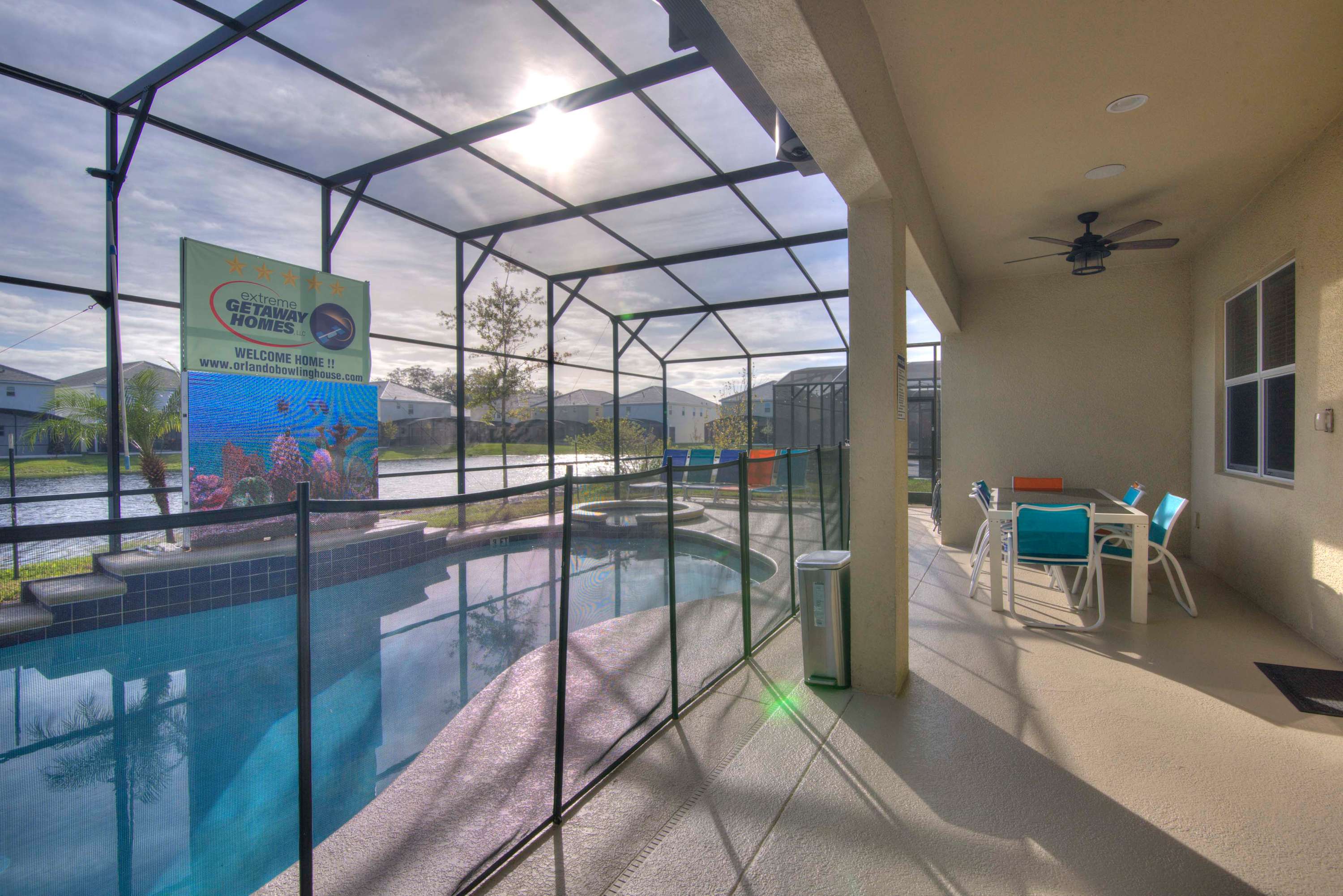 Relax by the private pool with scenic waterway views, perfect for unwinding in style.