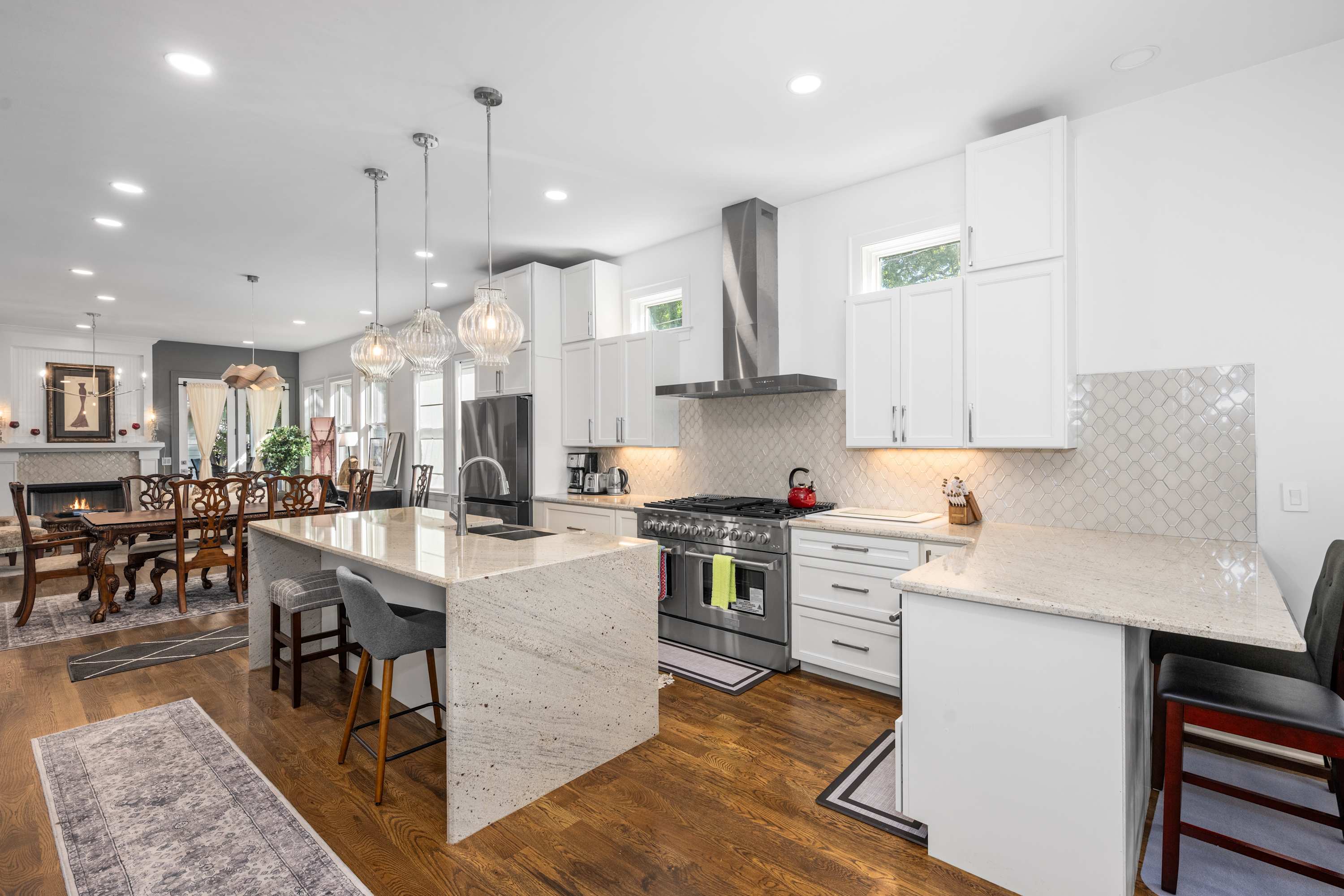 Gourmet kitchen with stainless appliances