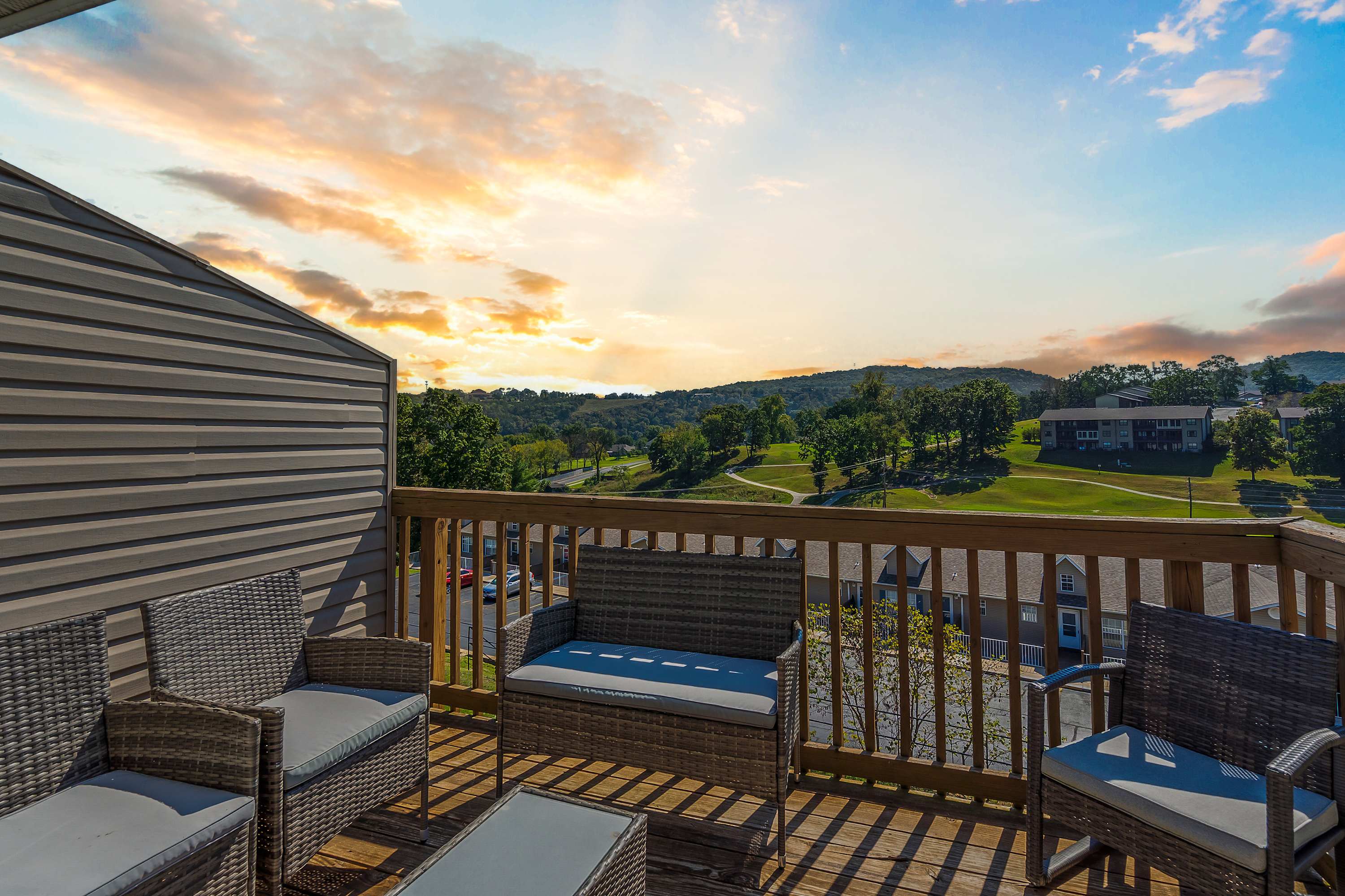 Lounge the day away with serene golf course views on the balcony​