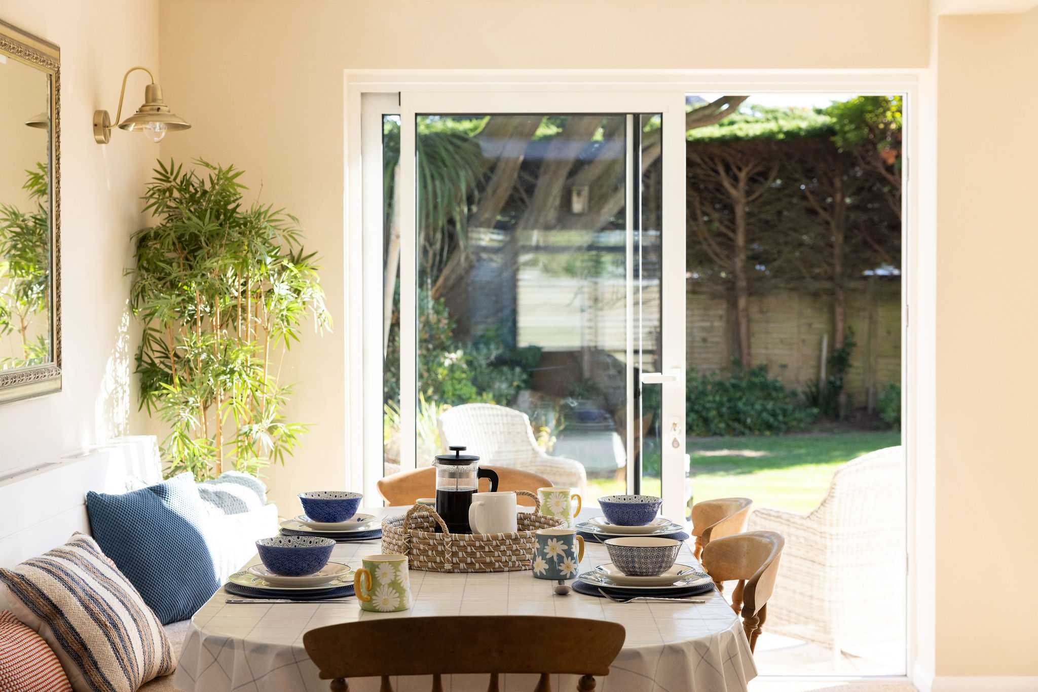The bright, open-plan kitchen and dining area is the heart of the home.