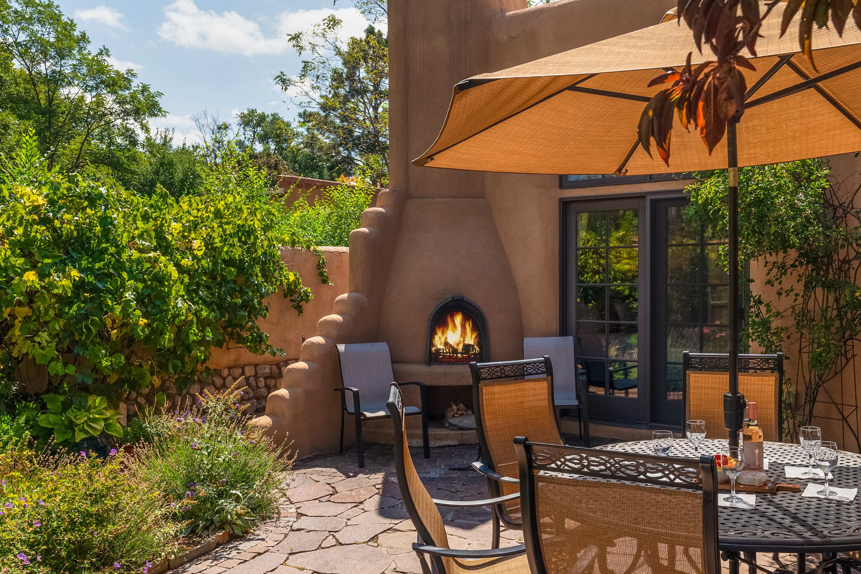 Canyon Road Adobe — Outdoor Kiva, Art Collection, Santa Fe