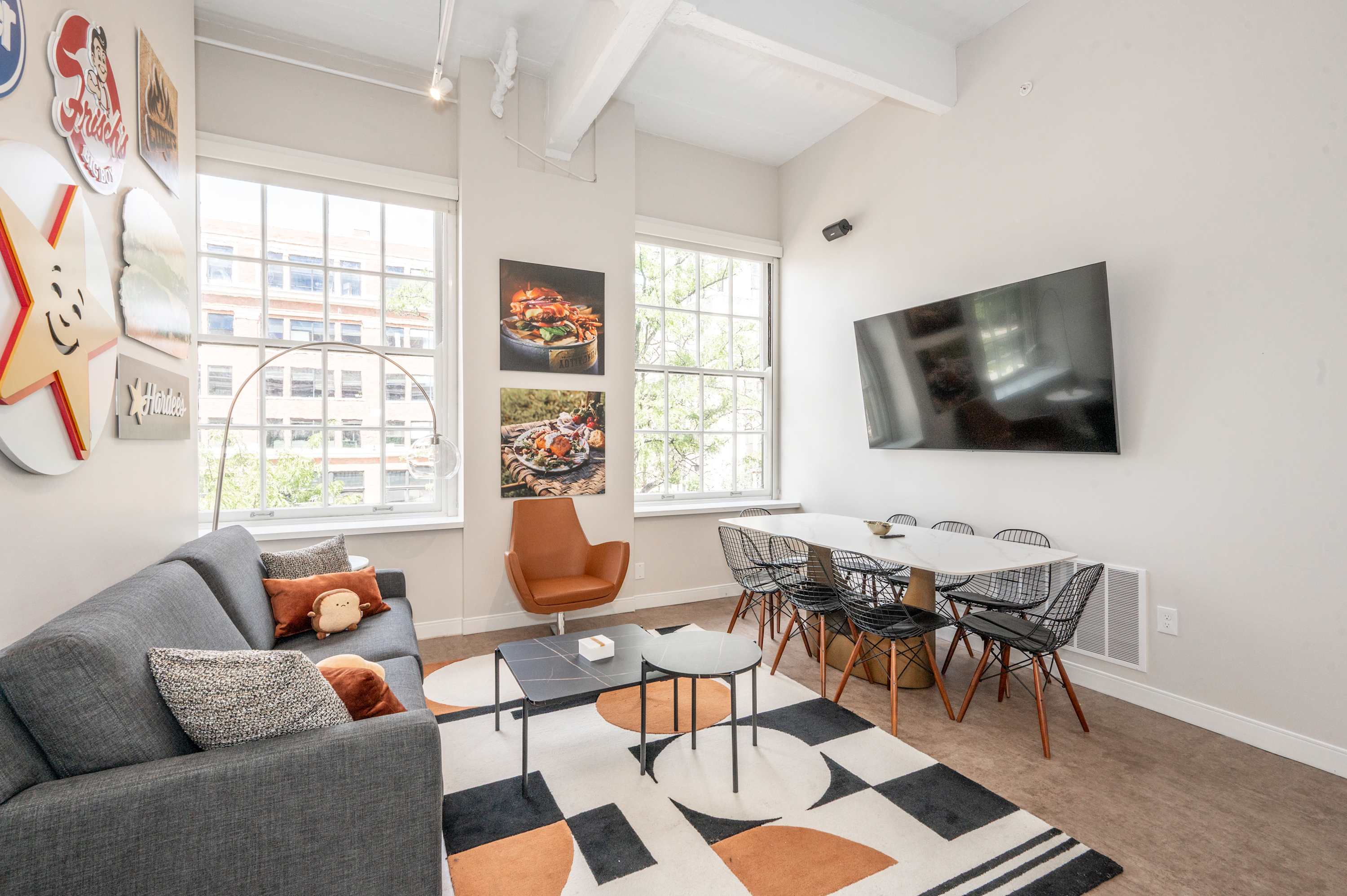 The main living spaces offer a sleeper sofa and breezy, open flow – ideal for meals & movie nights​. 