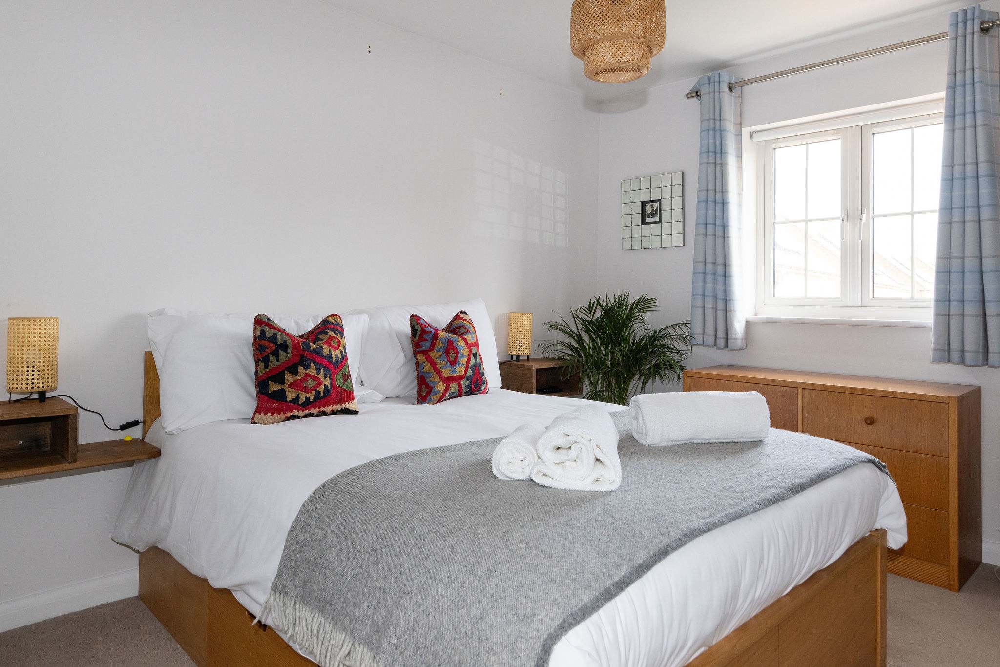 This home offers comfy beds with quality linen and bedding. Pictured is the master double which has shower ensuite.