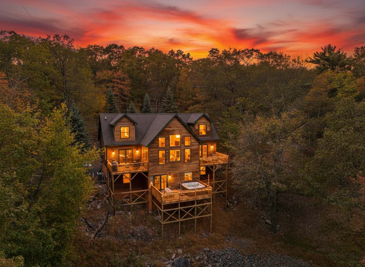 5BR Dog Friendly Poconos Cabin, Lakes, Hot Tub