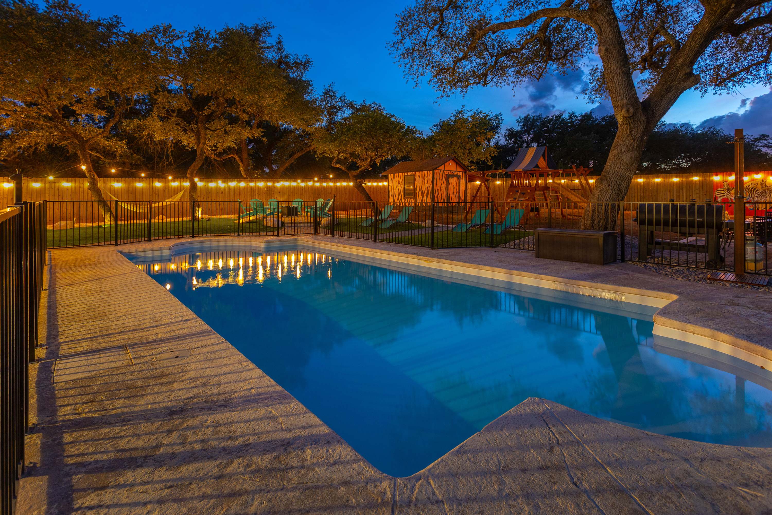 Take an evening dip under the lights